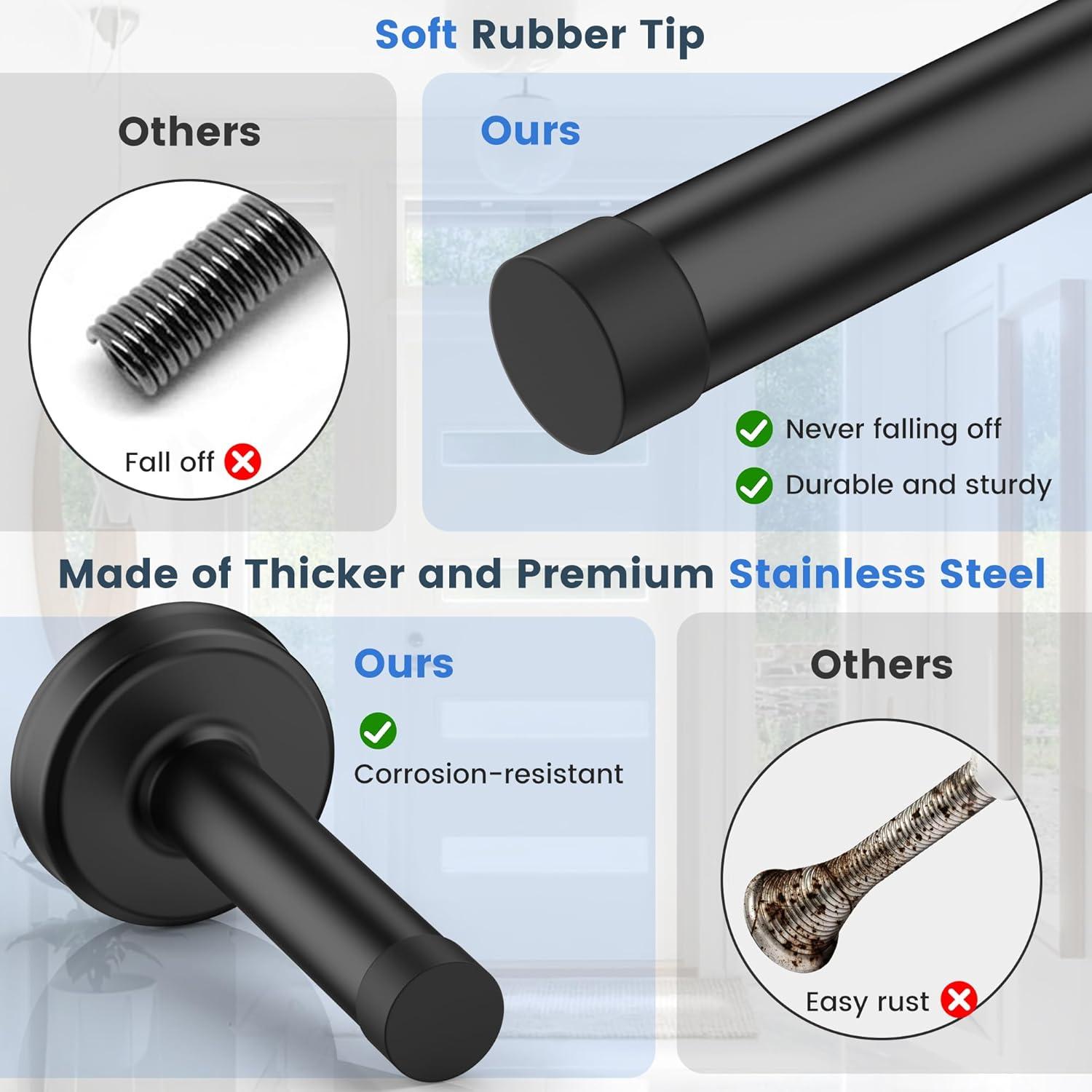 Topes de Puerta Profasion 2 Paquete Acero Inoxidable Negro