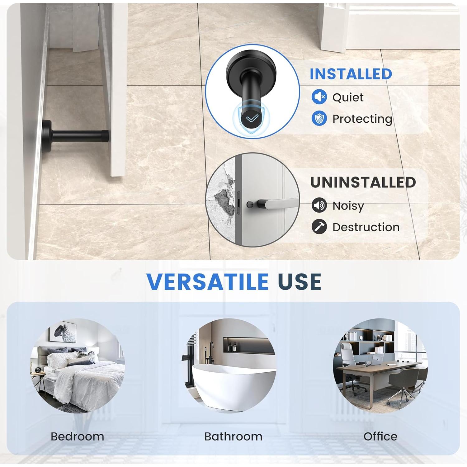 Topes de Puerta Profasion 2 Paquete Acero Inoxidable Negro