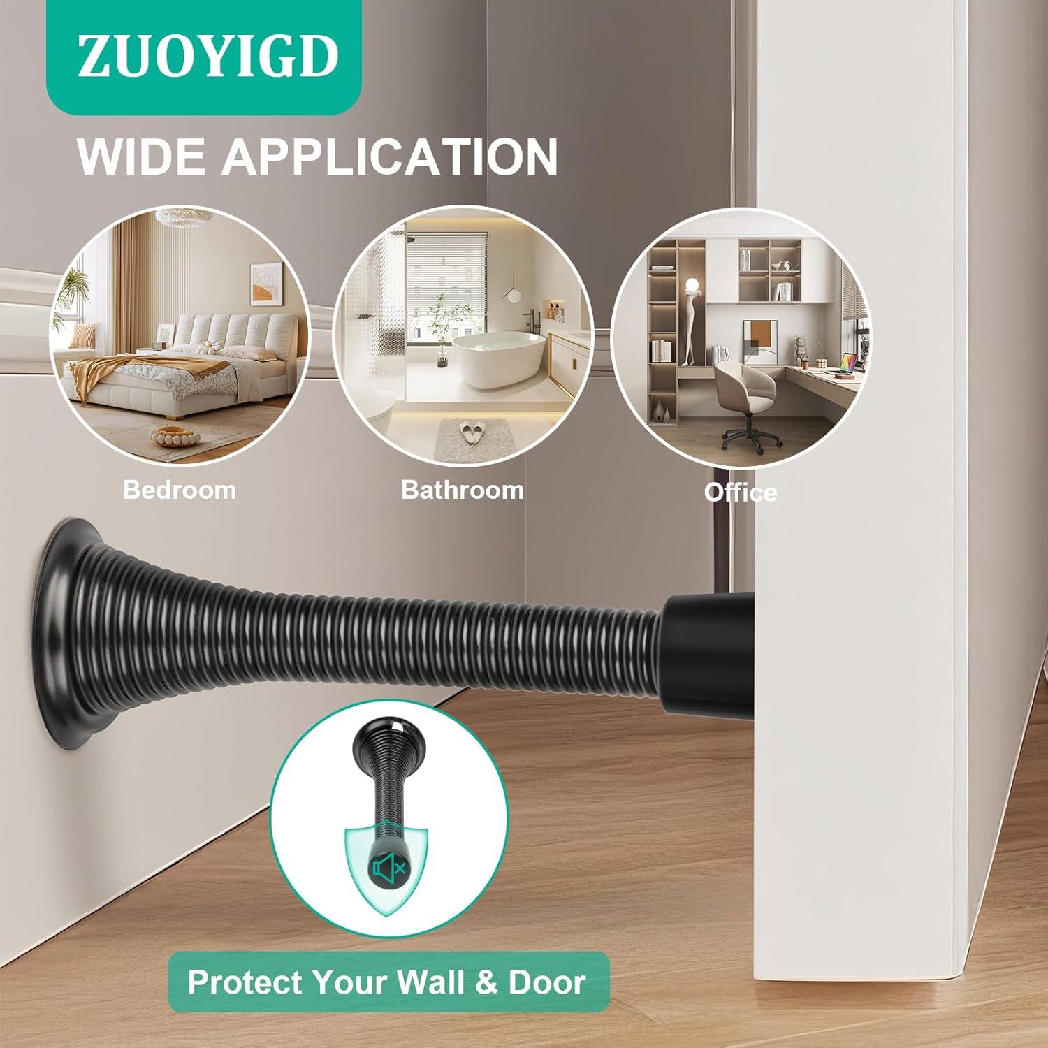 Paquete de 6 Paradas de Puerta ZUOYIGD Negras 8.3cm Alta Resistencia