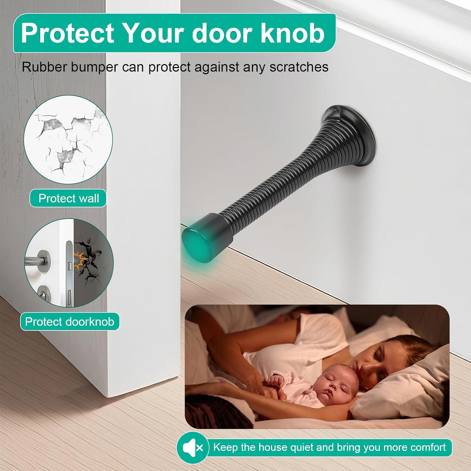 Paquete de 6 Paradas de Puerta ZUOYIGD Negras 8.3cm Alta Resistencia