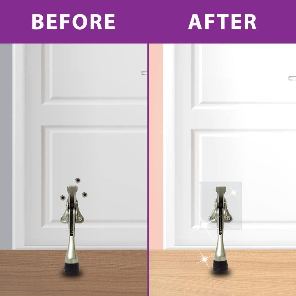 Tope de puerta adhesivo HASHI negro, instalación sin perforar