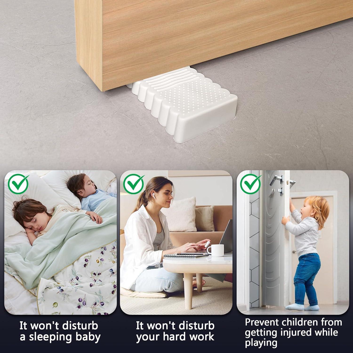 Paquete de 4 topes de puerta YOLCAR blancos antirayaduras