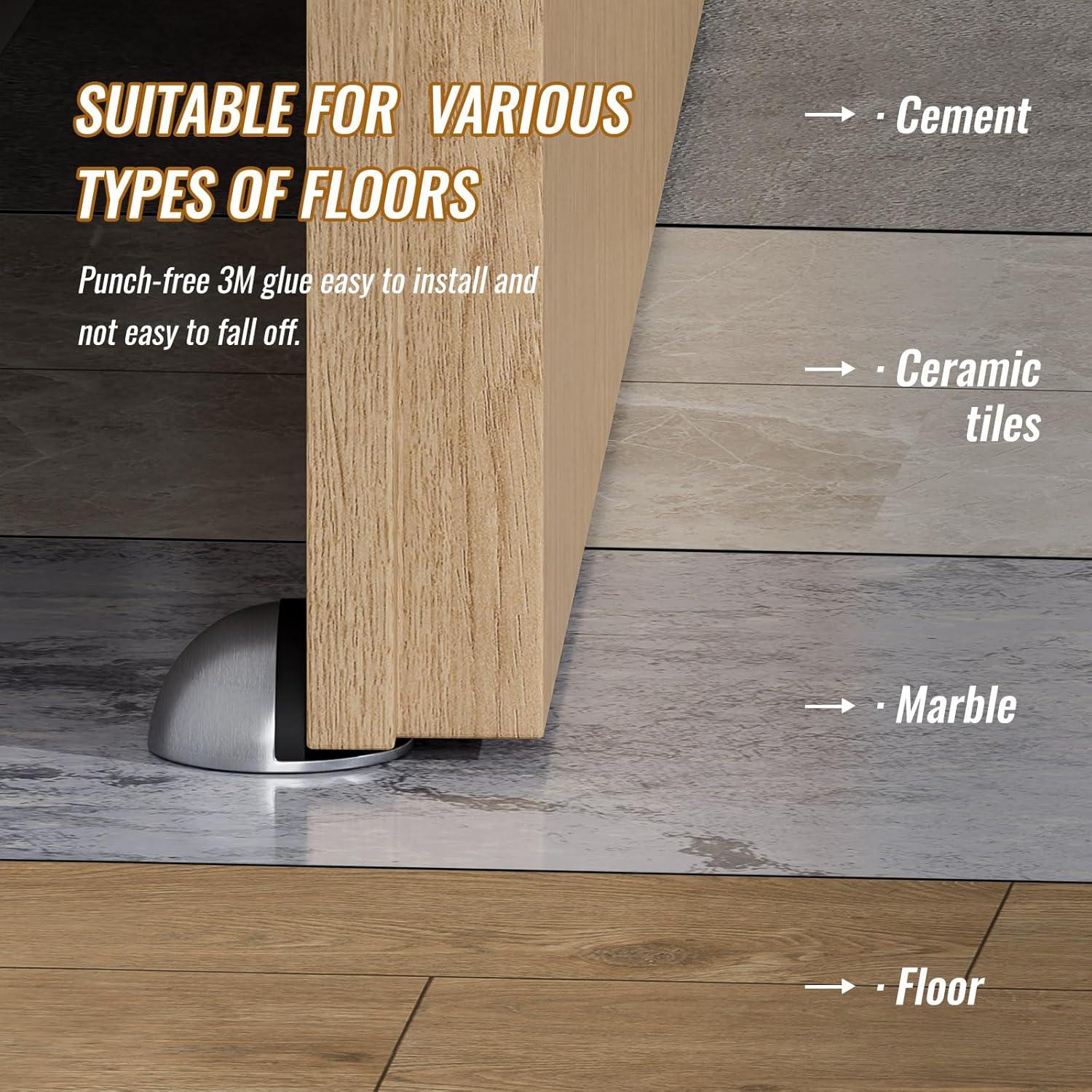 Tope de puerta LTIYITL de acero inoxidable autoadhesivo - 4 piezas