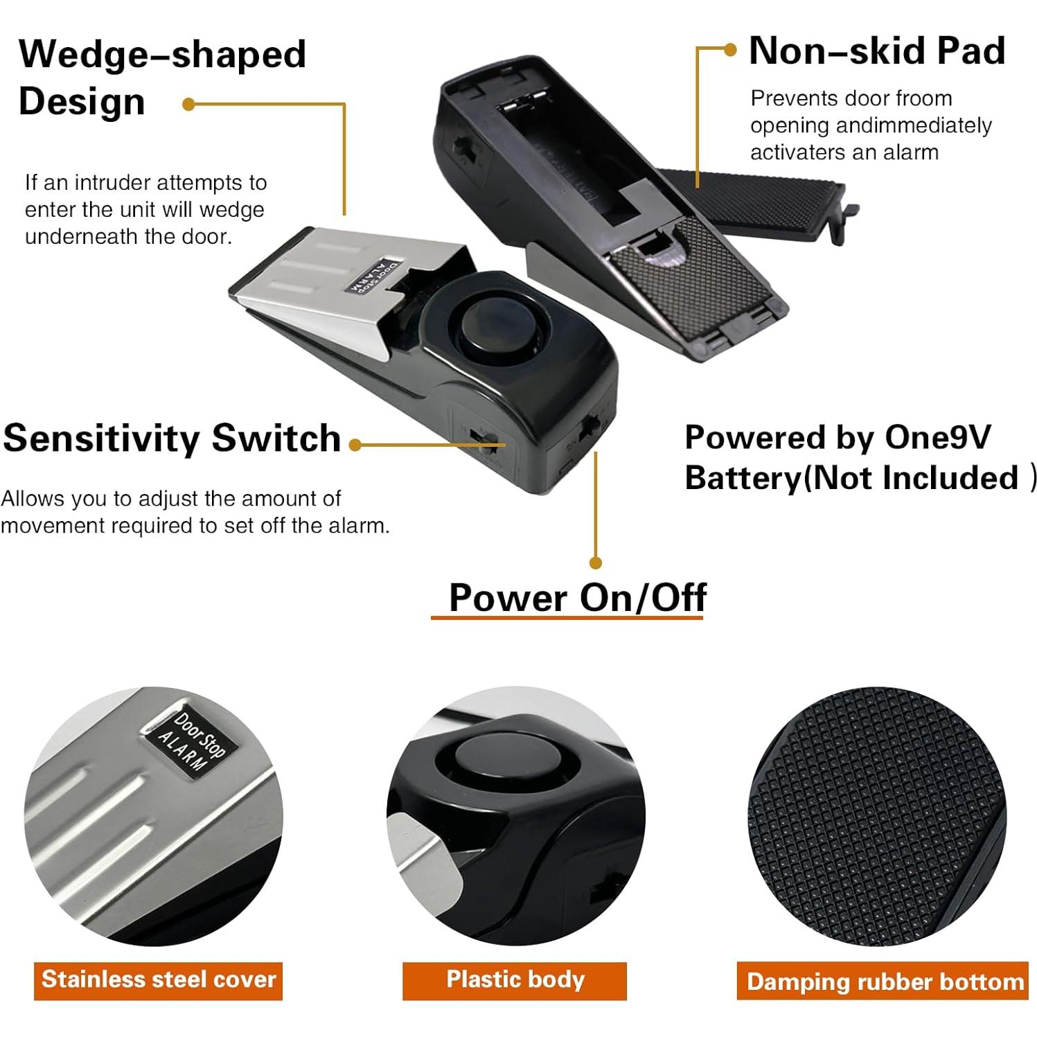 Paquete de 2 Alarmas de Puerta Portátiles HNHMT 120dB