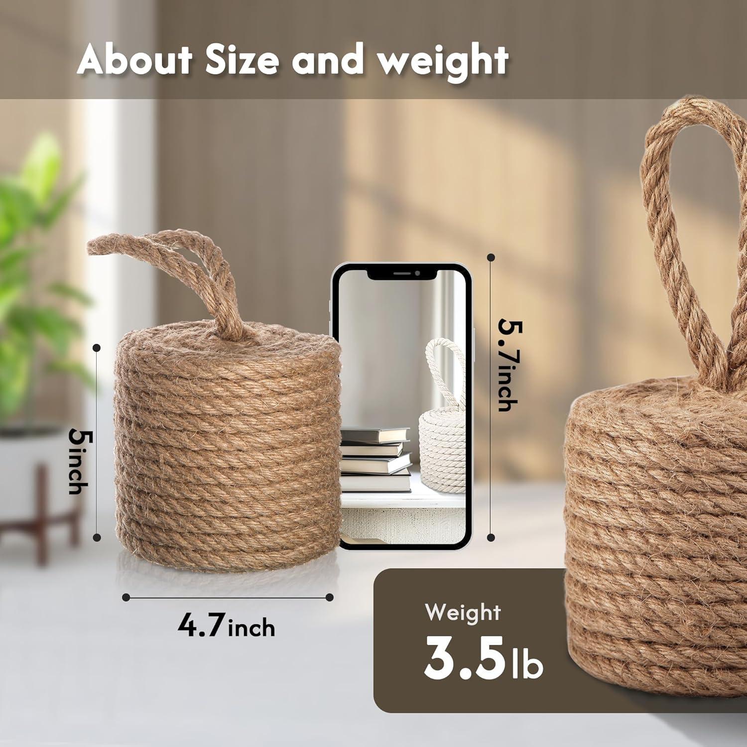 Tope de puerta cilíndrico Zoeynex de yute natural 1.59 kg