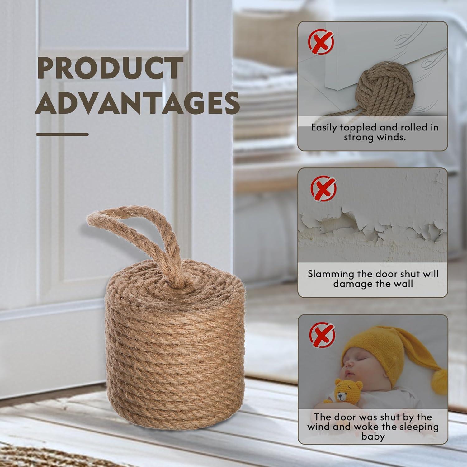 Tope de puerta cilíndrico Zoeynex de yute natural 1.59 kg