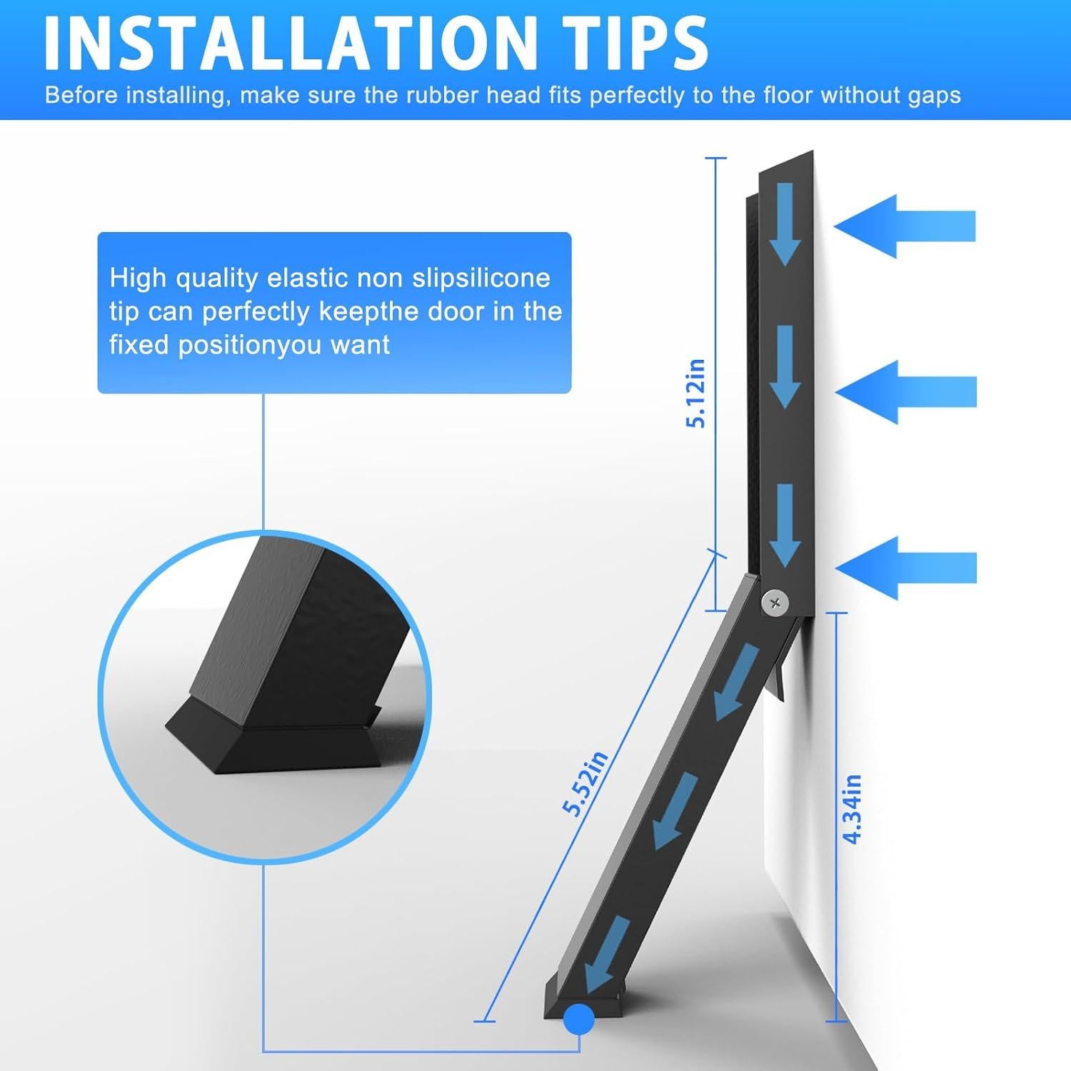 Tope de puerta abatible Linone, metal y goma, fácil instalación