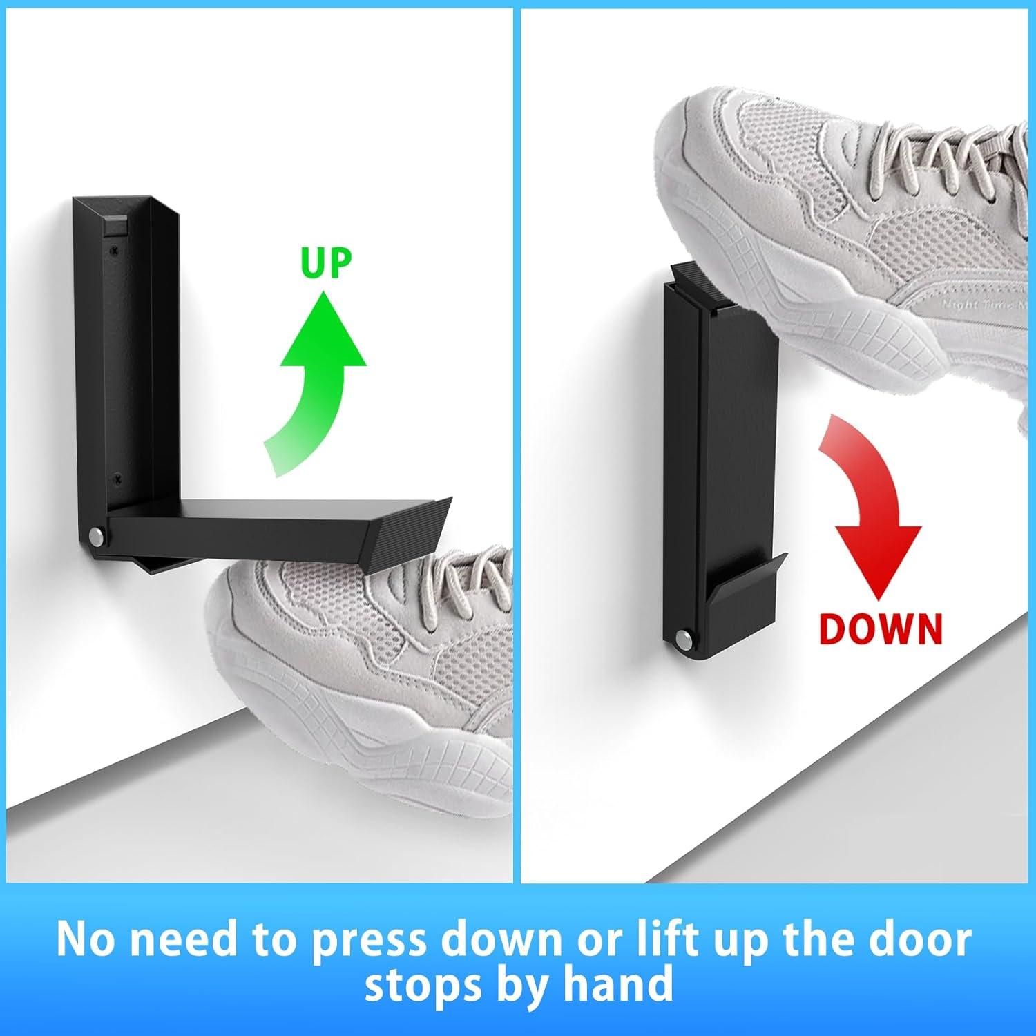Tope de puerta abatible Linone, metal y goma, fácil instalación