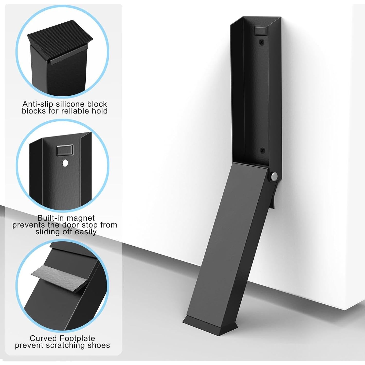 Tope de puerta abatible Linone, metal y goma, fácil instalación