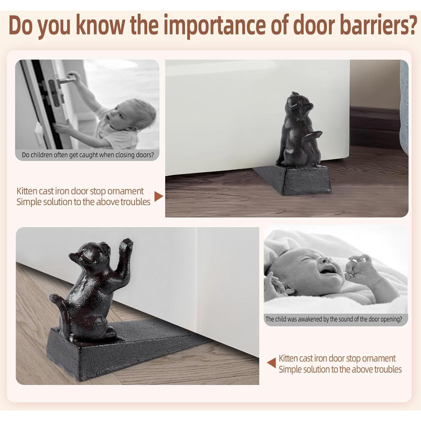 Tope de puerta Notakia gato negro de hierro fundido 15x5x9.5cm