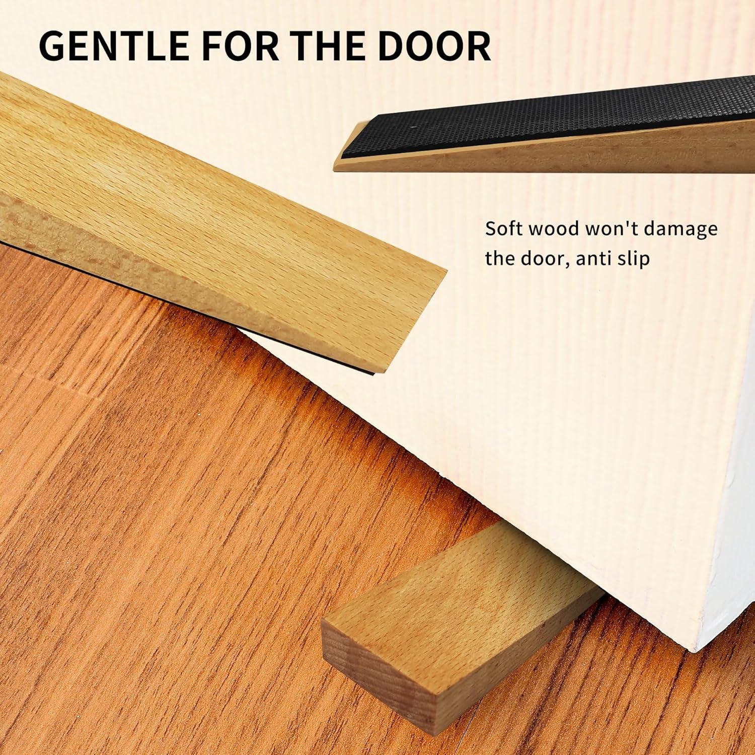 Paquete de 2 Topes de Puerta de Madera OHHLIHOME 16cm Antideslizantes