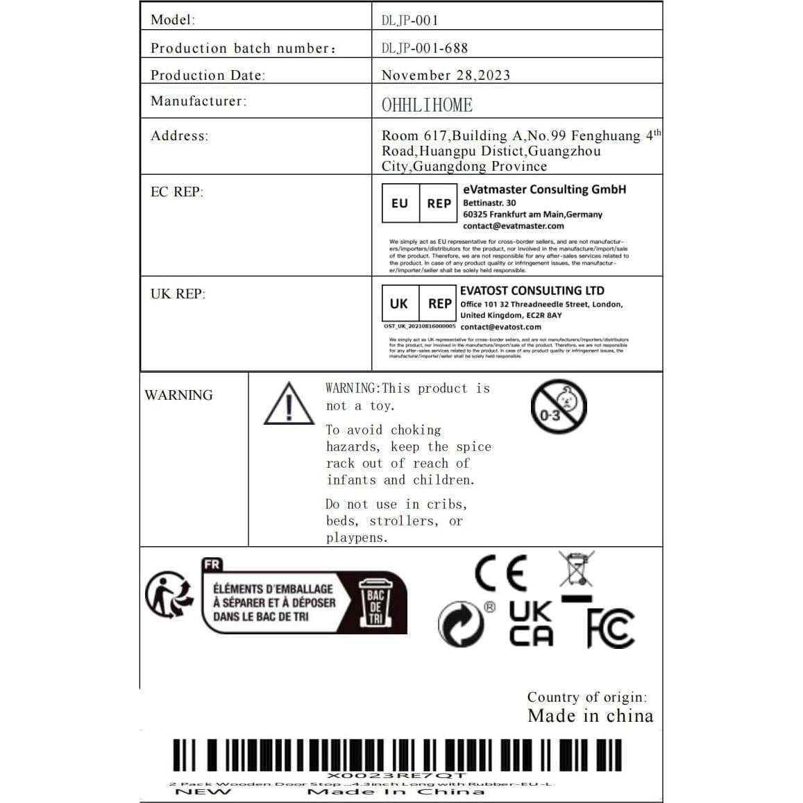 Paquete de 2 Topes de Puerta de Madera OHHLIHOME 16cm Antideslizantes