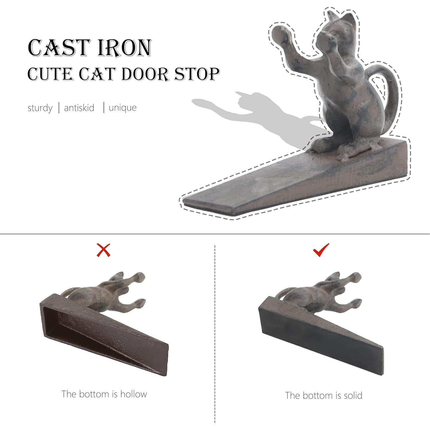 Tope de puerta gato Linton Arts hierro fundido retro 1.13 kg