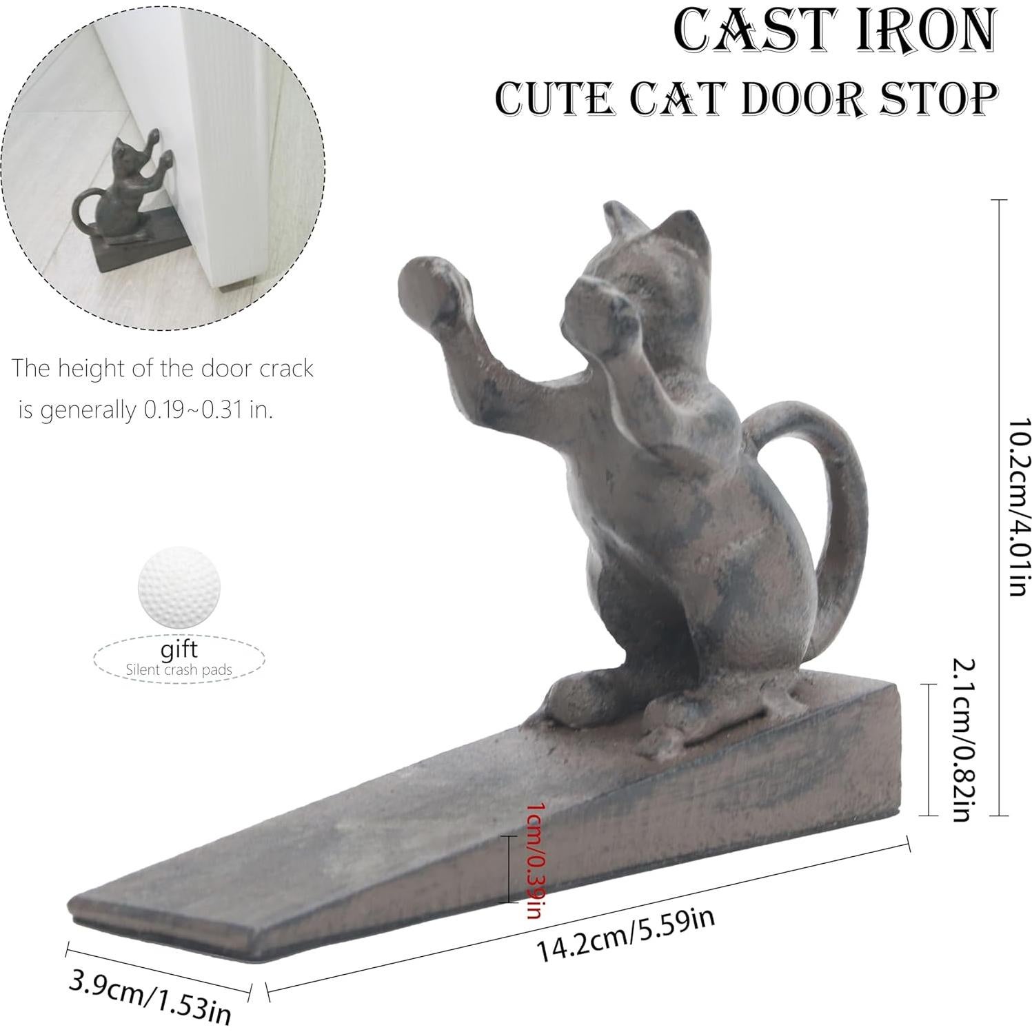 Tope de puerta gato Linton Arts hierro fundido retro 1.13 kg