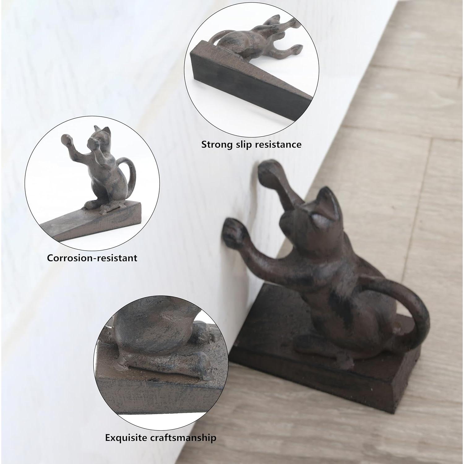 Tope de puerta gato Linton Arts hierro fundido retro 1.13 kg