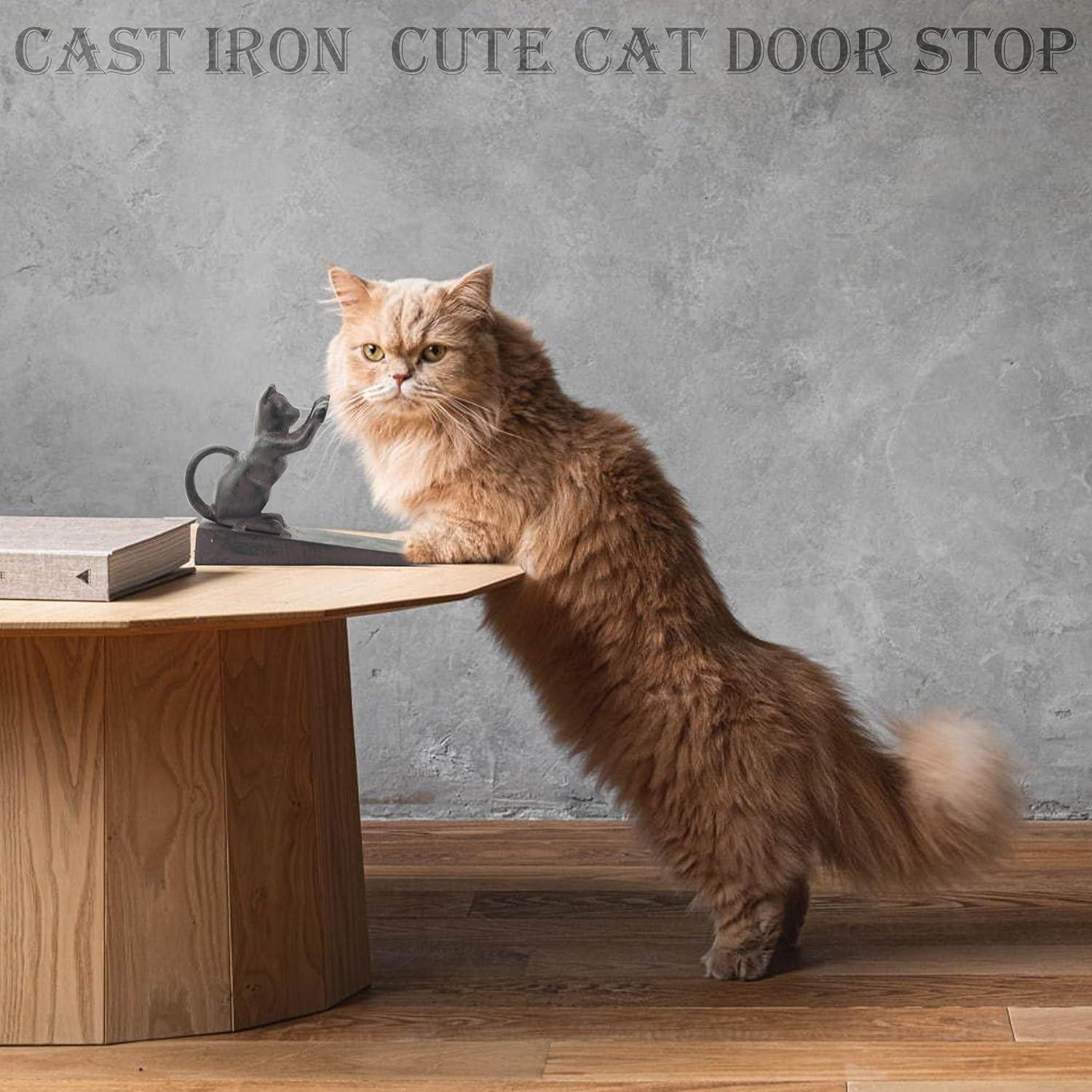 Tope de puerta gato Linton Arts hierro fundido retro 1.13 kg