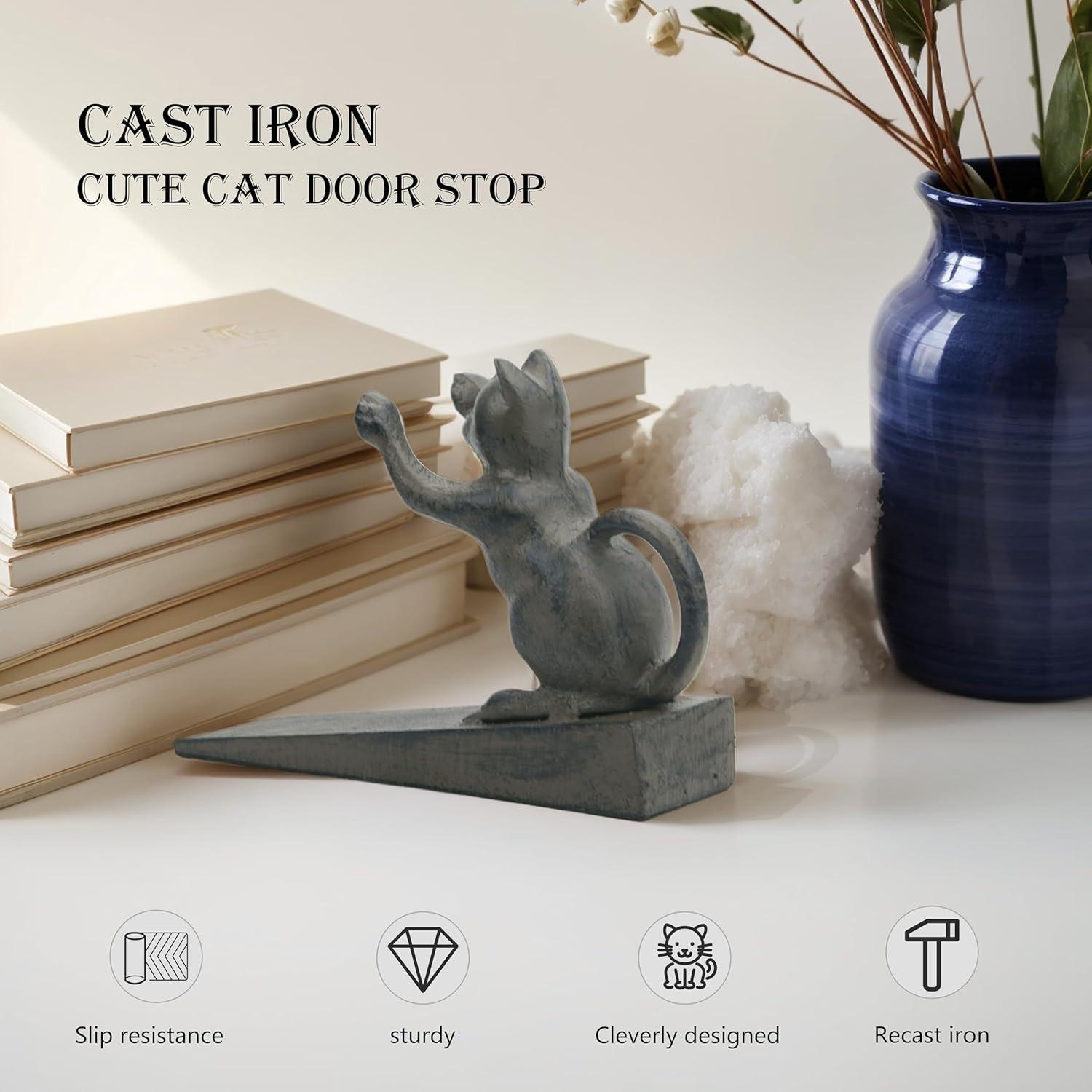 Tope de puerta gato Linton Arts hierro fundido retro 1.13 kg