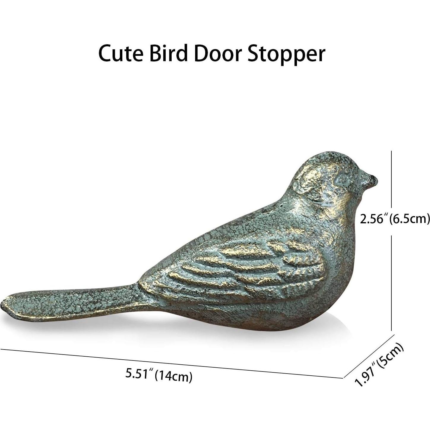 Tope de puerta decorativo Livfodrm ave hierro fundido oro verde