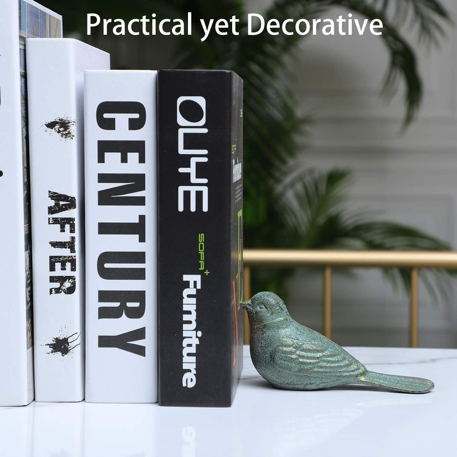 Tope de puerta decorativo Livfodrm ave hierro fundido oro verde