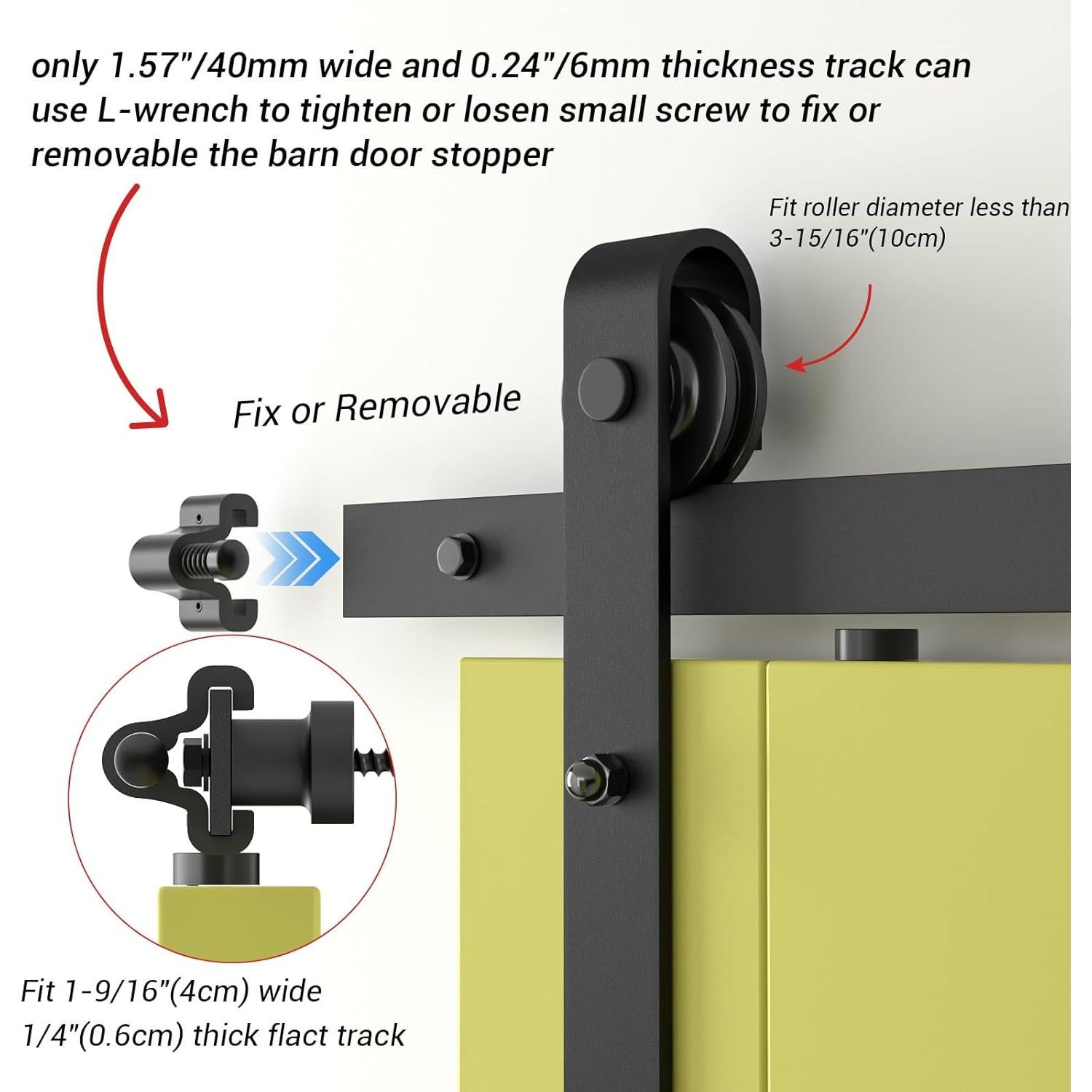 Tope de Puerta de Granero CCJH 40mm Ajustable 2 Piezas