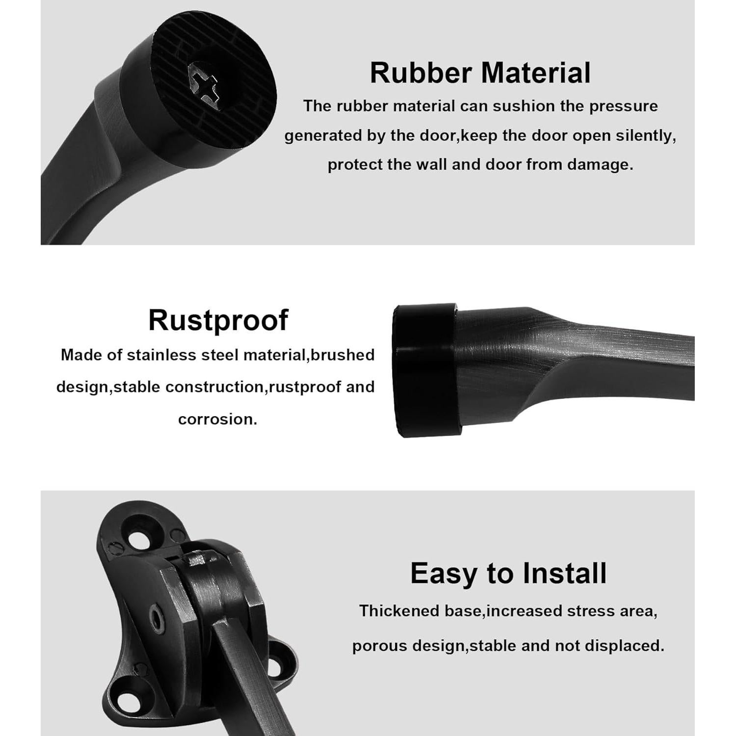 Tope de Puerta PHITUODA KickDown 2 Piezas Negro 12 cm