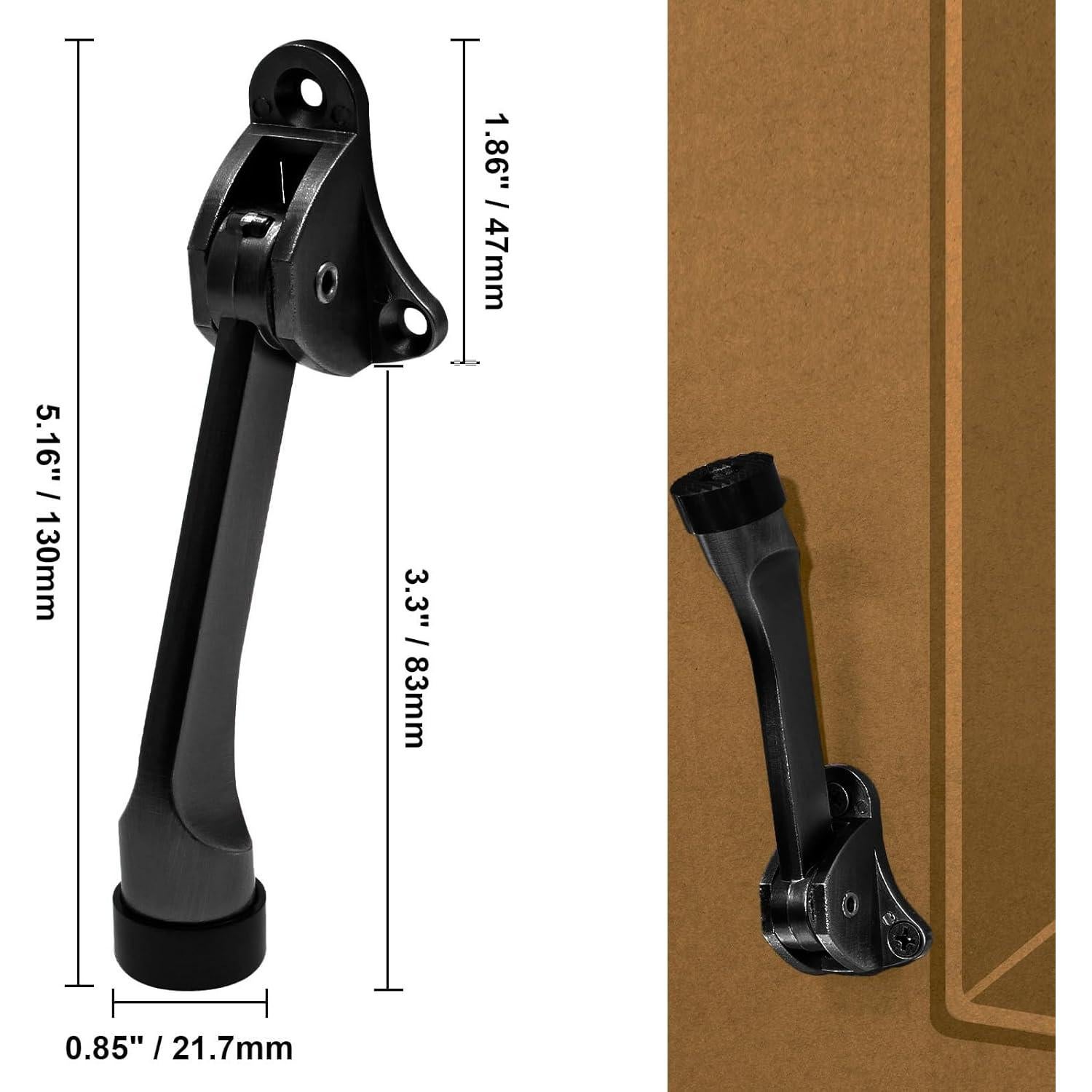 Tope de Puerta PHITUODA KickDown 2 Piezas Negro 12 cm