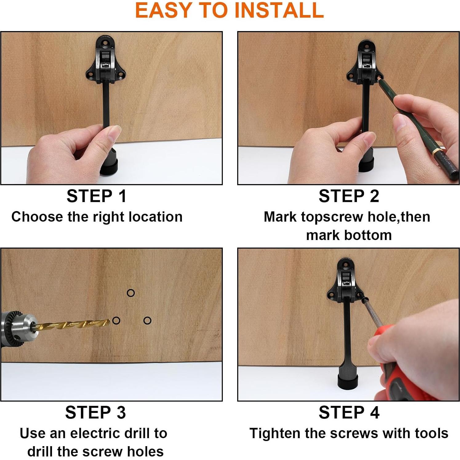 Tope de Puerta PHITUODA KickDown 2 Piezas Negro 12 cm