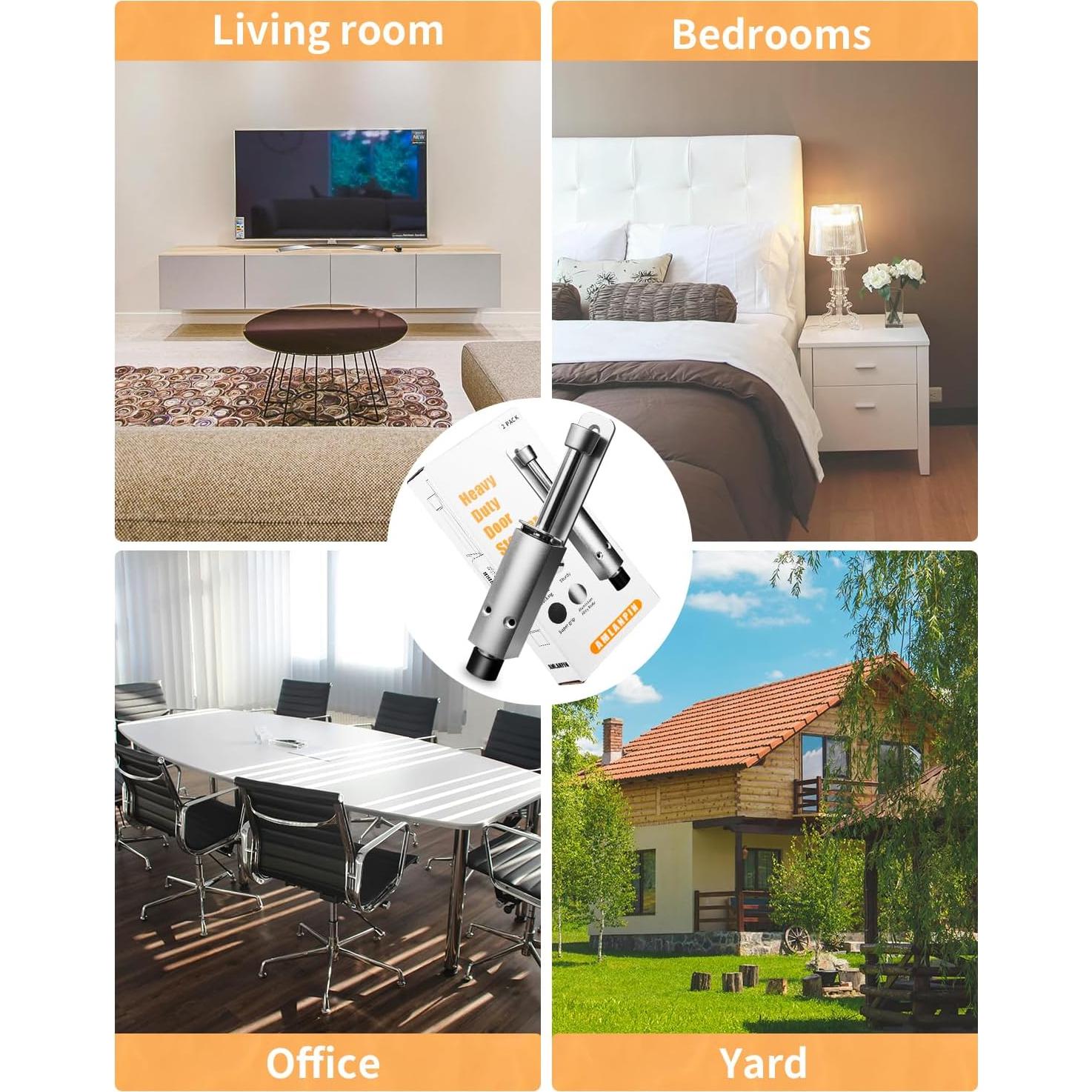 Tope de puerta Amlanpin pesado plateado 0.54 kg para exterior