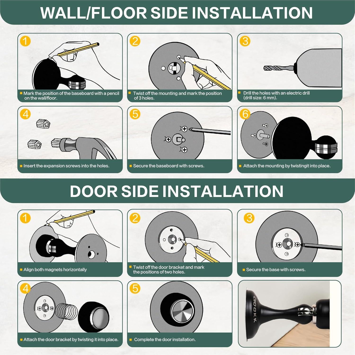 Topes de Puerta Magnéticos Ciiqokk 2 Piezas Acero Inoxidable