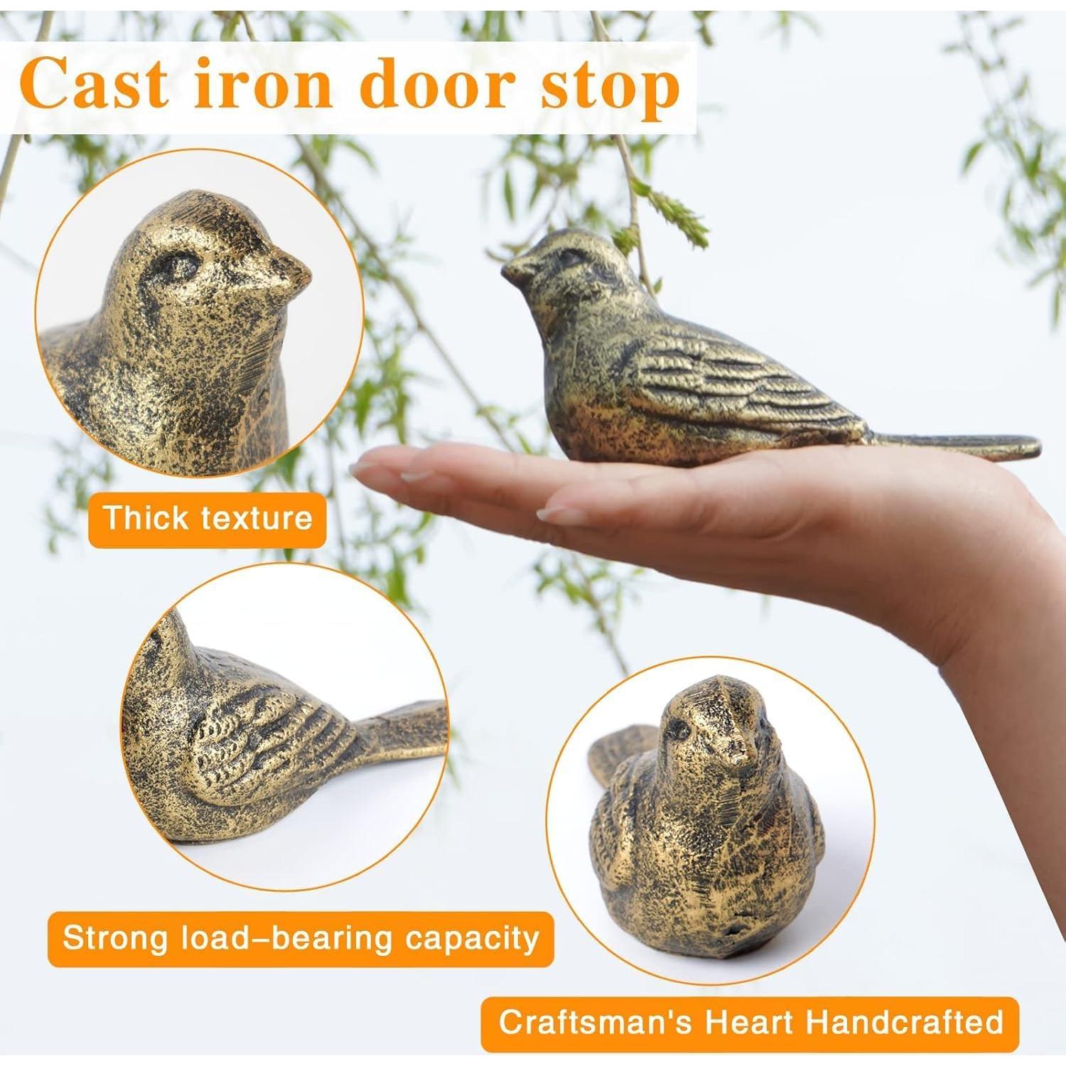 Tope de Puerta de Hierro Fundido Notakia - 2 Pcs Pájaro de Bronce