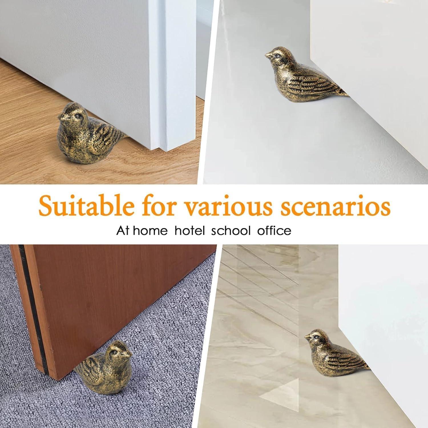 Tope de Puerta de Hierro Fundido Notakia - 2 Pcs Pájaro de Bronce