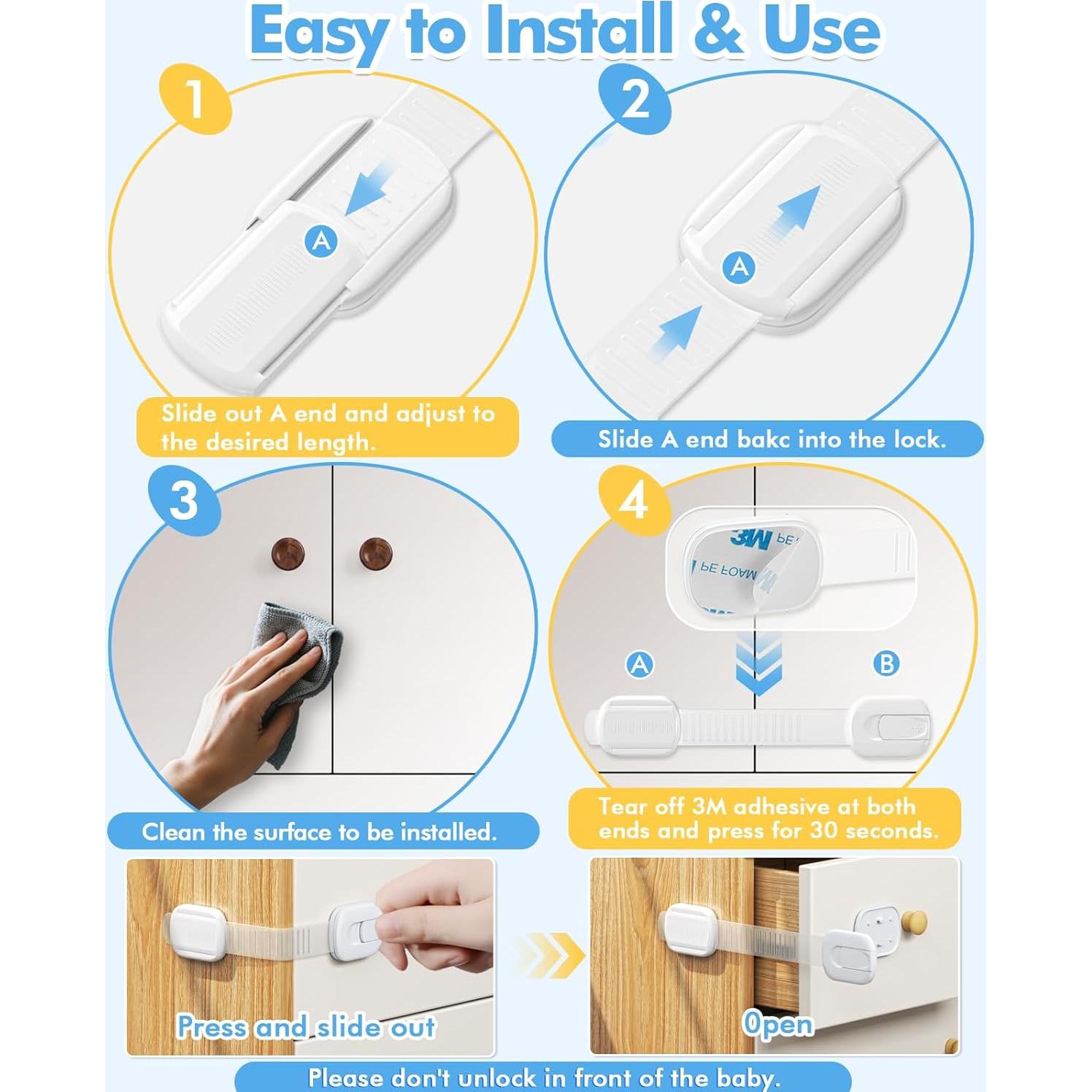 Cerraduras para Gabinetes a Prueba de Niños 3M - Paquete de 9