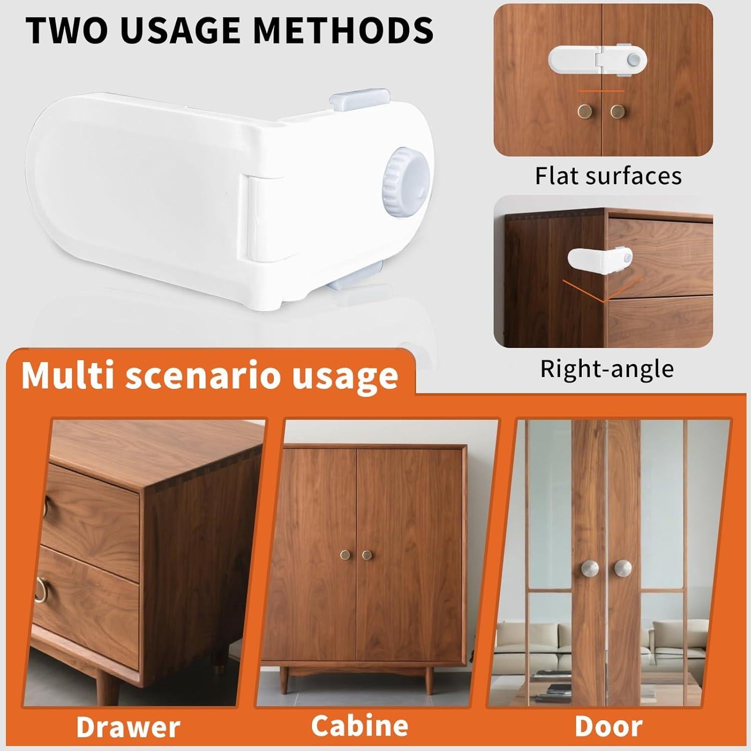 Candados de Seguridad para Gabinetes a Prueba de Niños - Paquete de 2