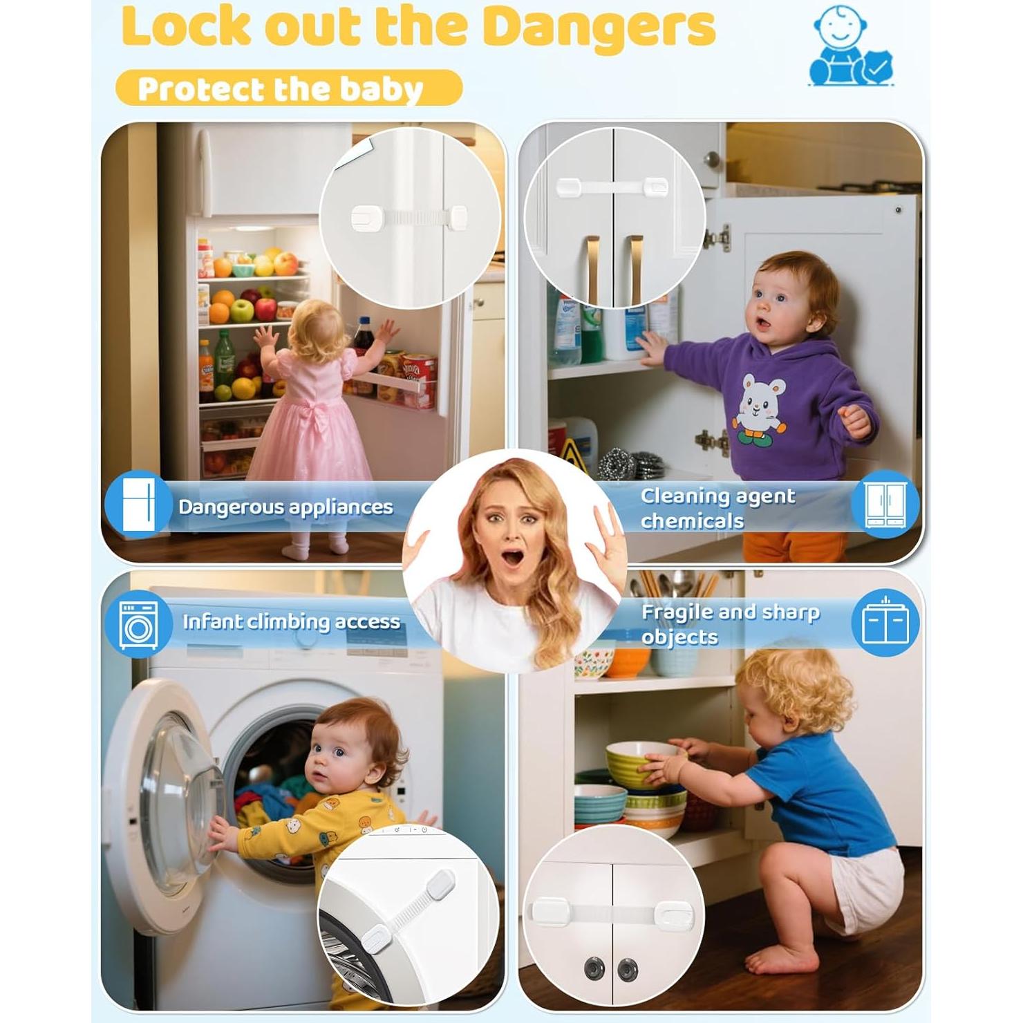 Cerraduras para Gabinetes a Prueba de Bebés 10 Unidades - Seguridad Infantil