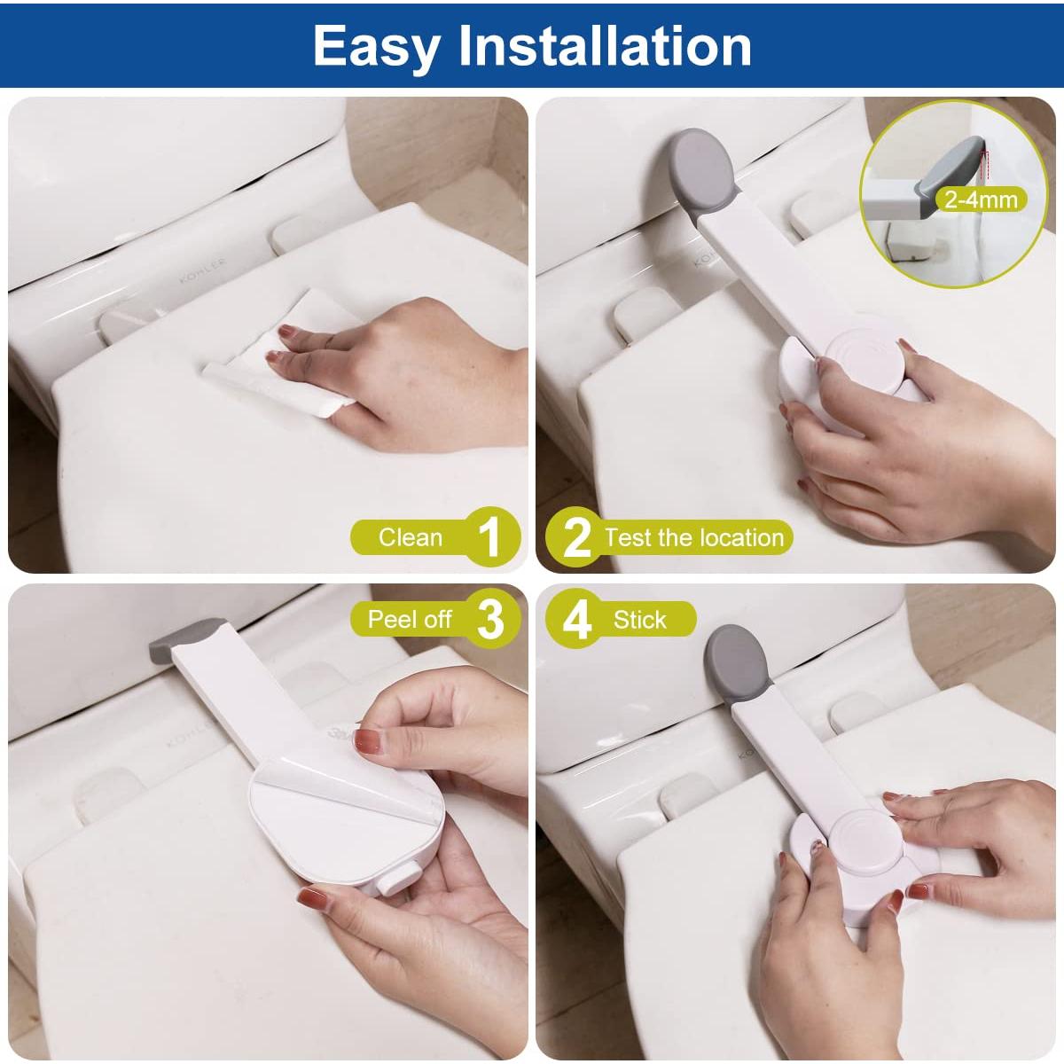 Cerraduras de Inodoro a Prueba de Bebés - 2 Unidades con Adhesivo Fuerte