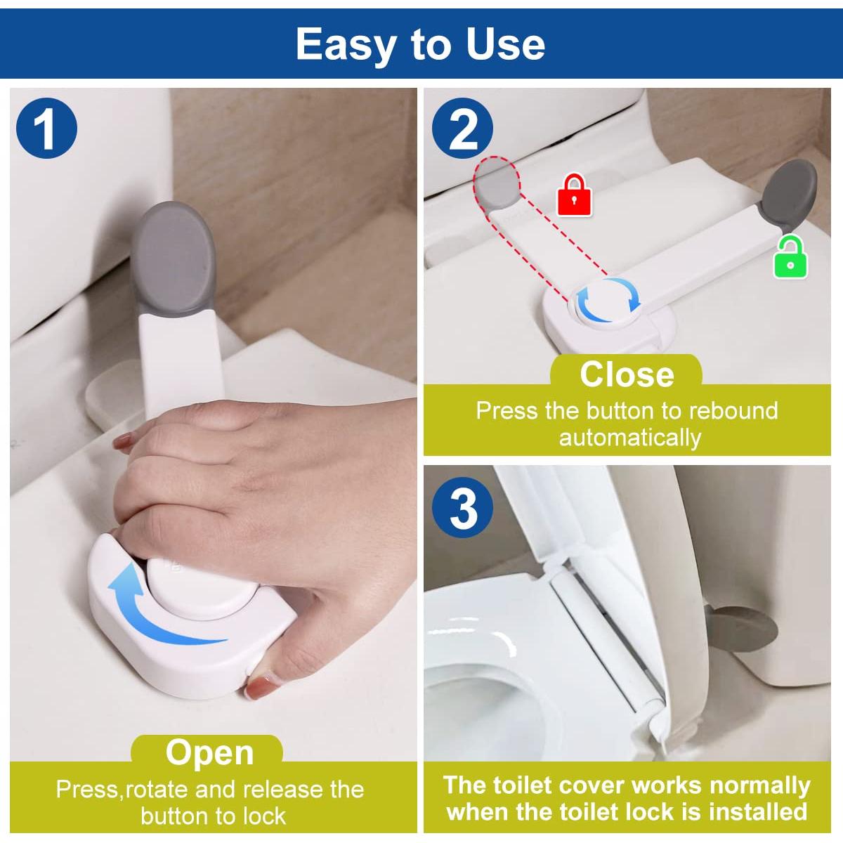 Cerraduras de Inodoro a Prueba de Bebés - 2 Unidades con Adhesivo Fuerte