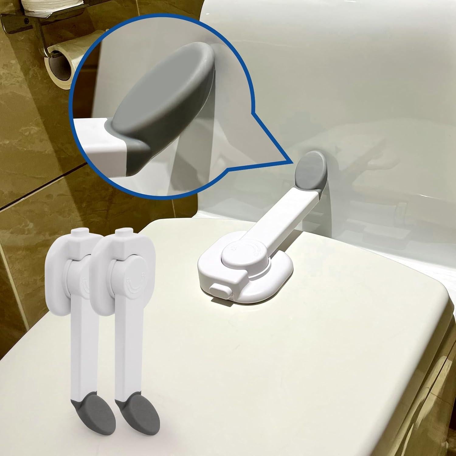 Cerraduras de Inodoro a Prueba de Bebés - 2 Unidades con Adhesivo Fuerte