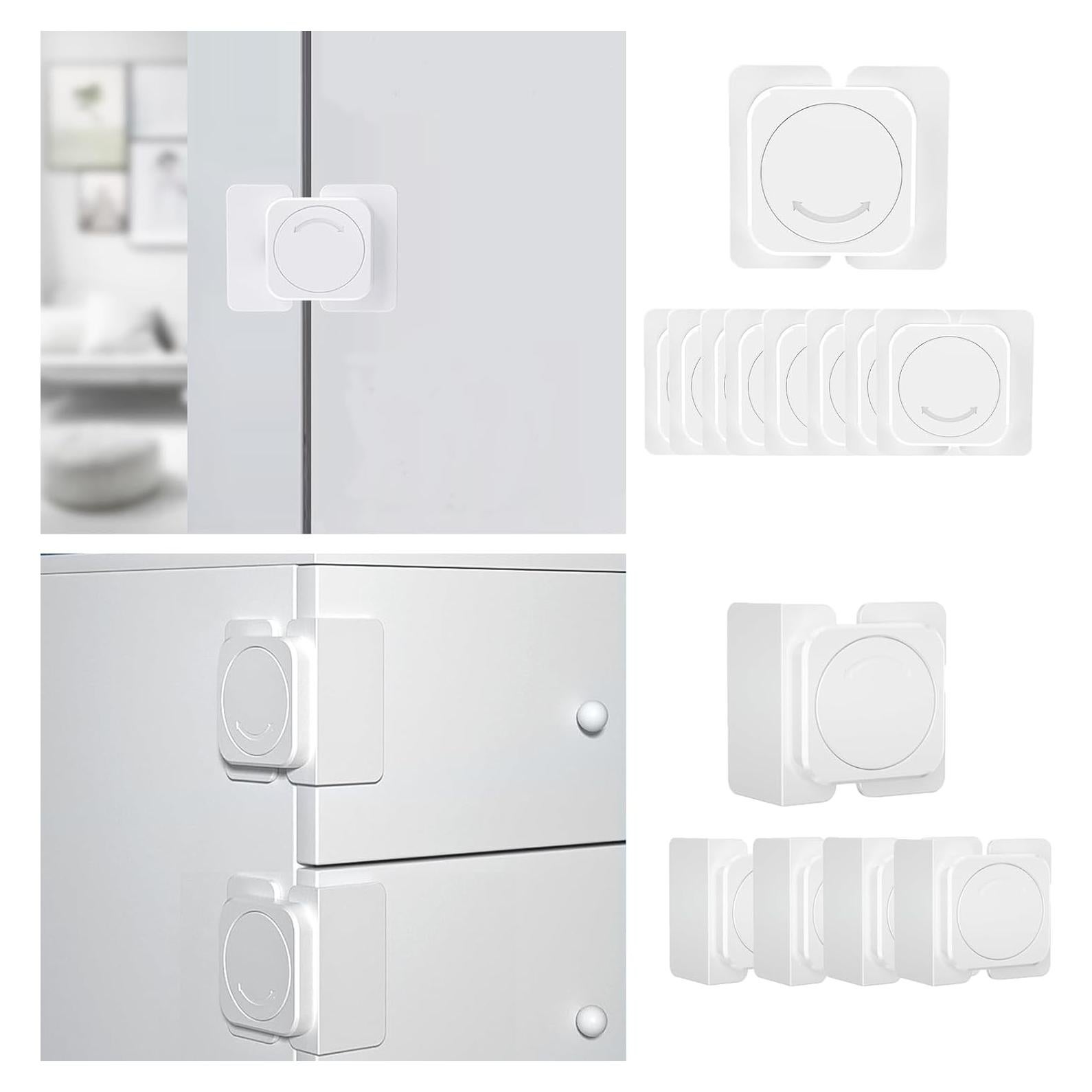 Cerraduras de Gabinete para Bebés CMINGJ - 12 Piezas (Blanco)