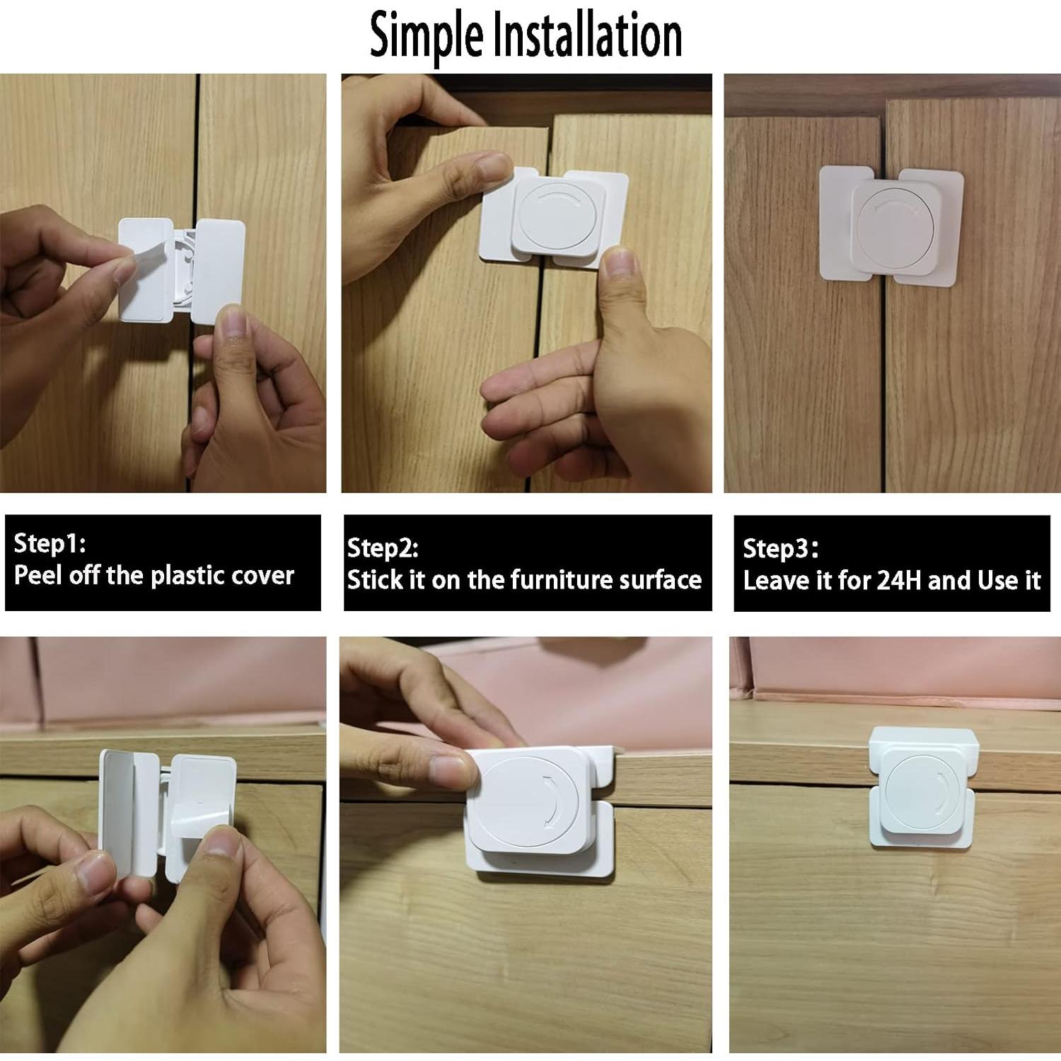 Cerraduras de Gabinete para Bebés CMINGJ - 12 Piezas (Blanco)