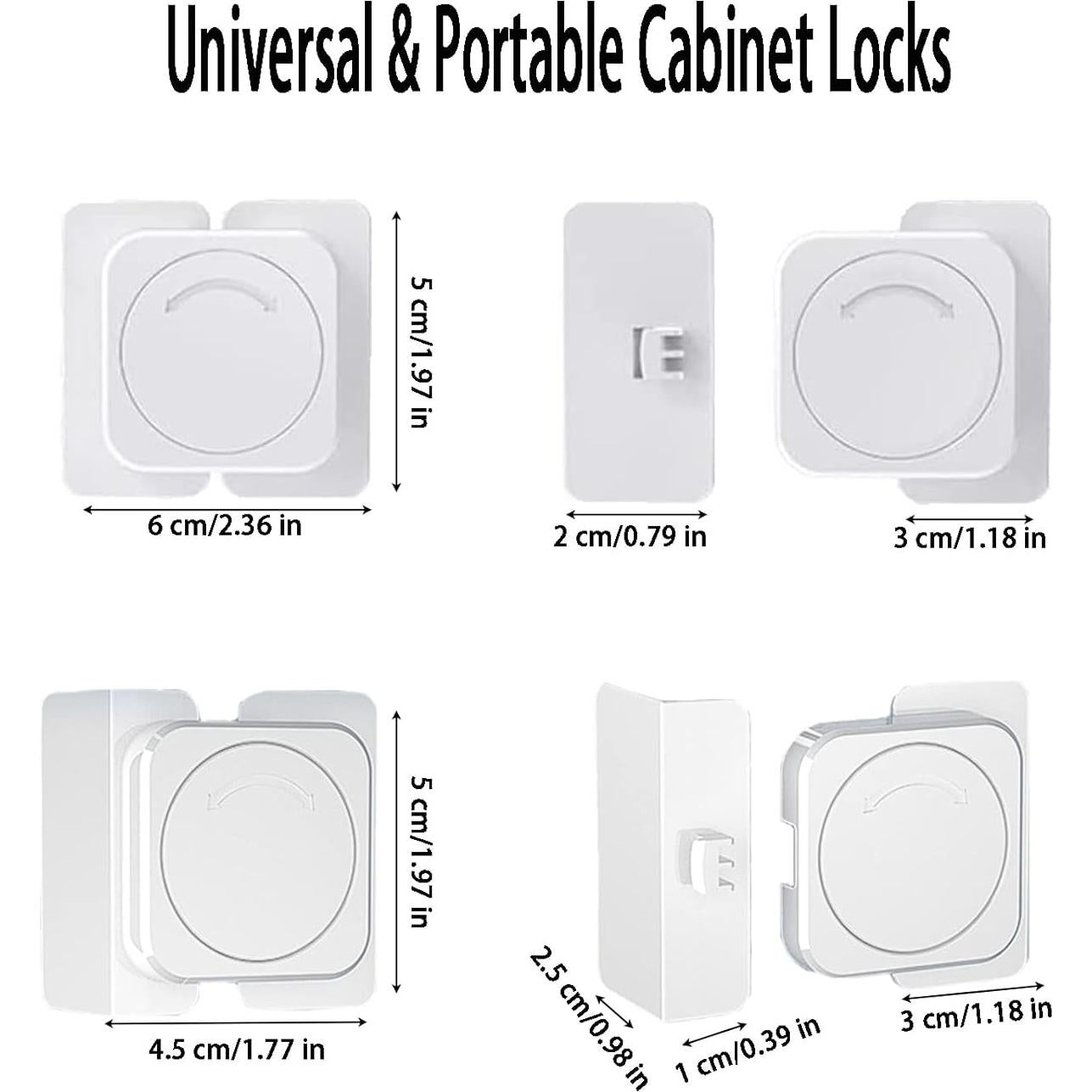 Cerraduras de Gabinete para Bebés CMINGJ - 12 Piezas (Blanco)
