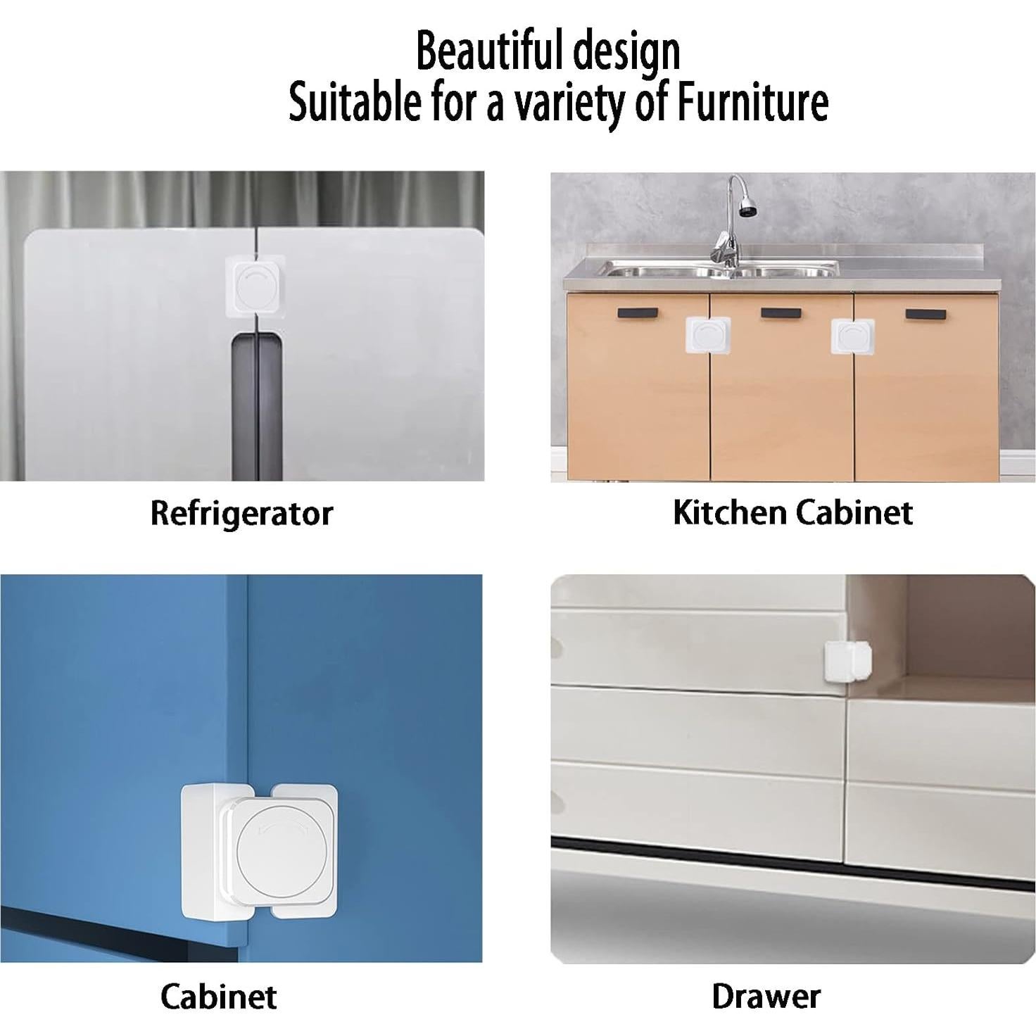 Cerraduras de Gabinete para Bebés CMINGJ - 12 Piezas (Blanco)