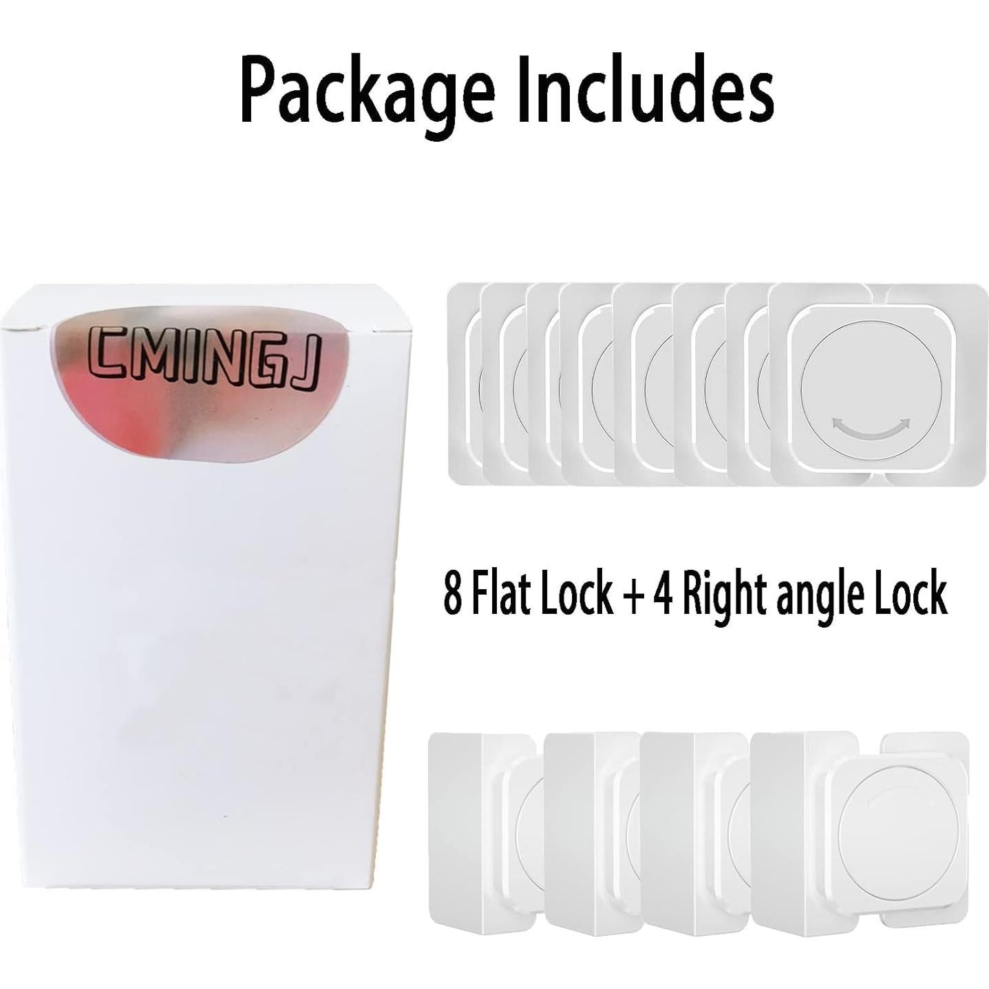 Cerraduras de Gabinete para Bebés CMINGJ - 12 Piezas (Blanco)