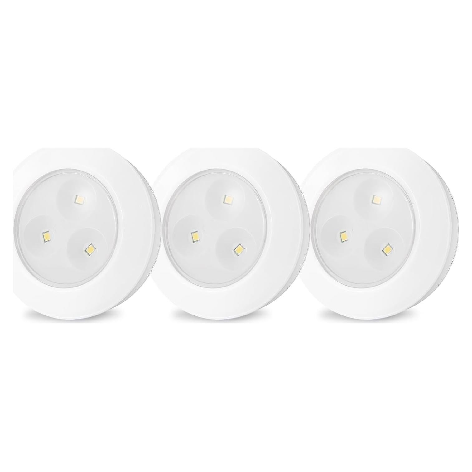 Luz Puck LED Inalámbrica LUXSWAY, 60 Lúmenes, Paquete de 3
