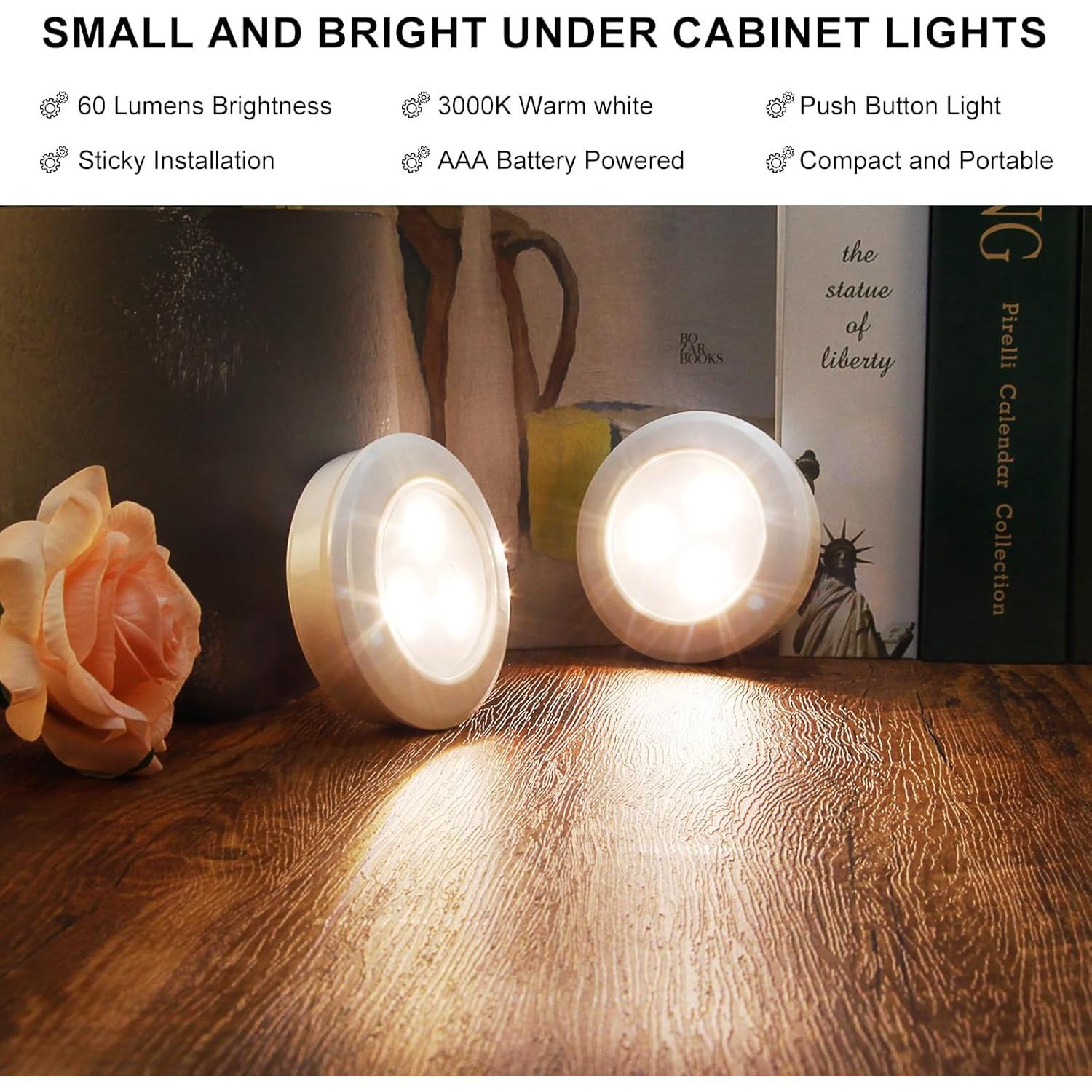 Luz Puck LED Inalámbrica LUXSWAY, 60 Lúmenes, Paquete de 3