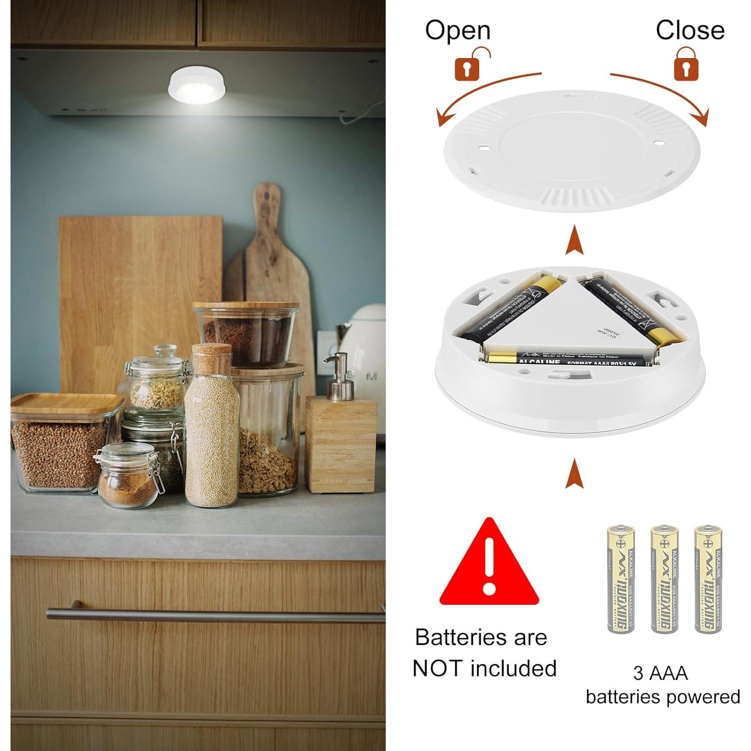 Luz Puck LED Inalámbrica LUXSWAY, 60 Lúmenes, Paquete de 3
