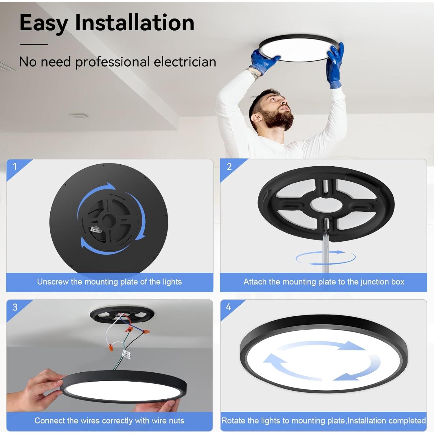 Lámpara de Techo LED Empotrada Hunhun 30 cm 28W 3200LM Regulable