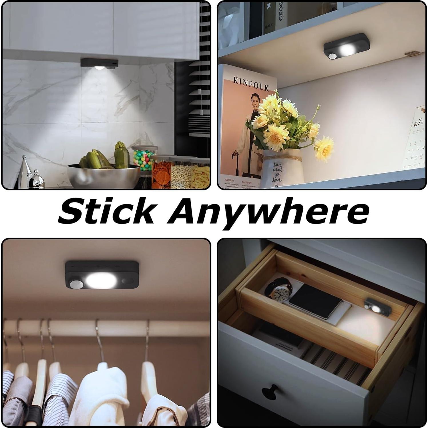 Luces de Puck LED con Sensor de Movimiento 4 Pack - Blanco Diurno