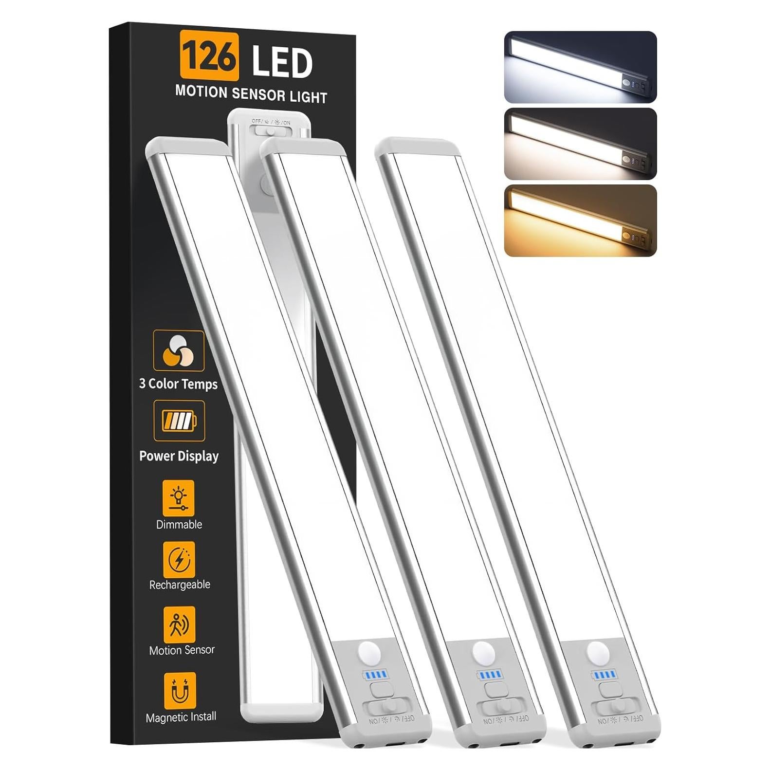 Luz Bajo Gabinete Inalámbrica ZioeYiue 3 Pack con Sensor