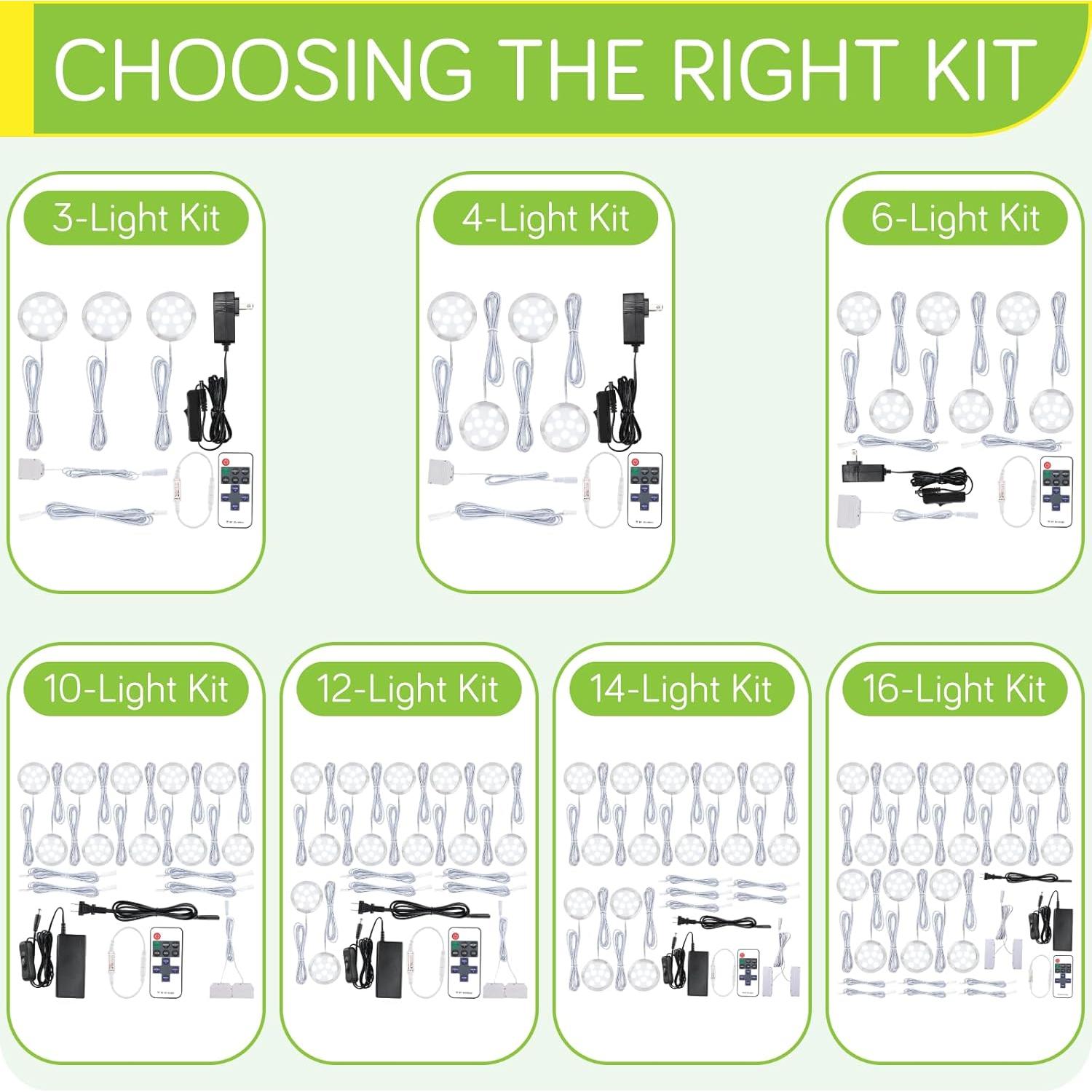 Kit de Iluminación LED Bajo Gabinete Meigour 3 Luces 6000K