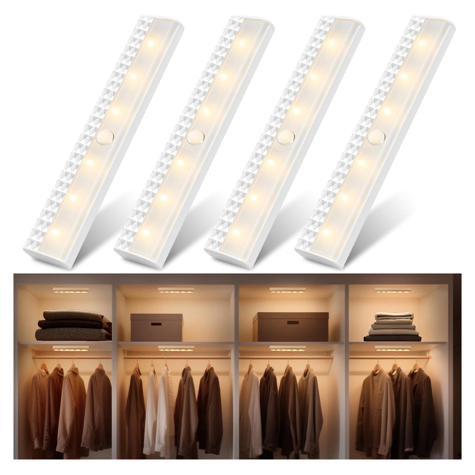 Luces de Armario Maylit 4 Pack con Sensor de Movimiento 3000K